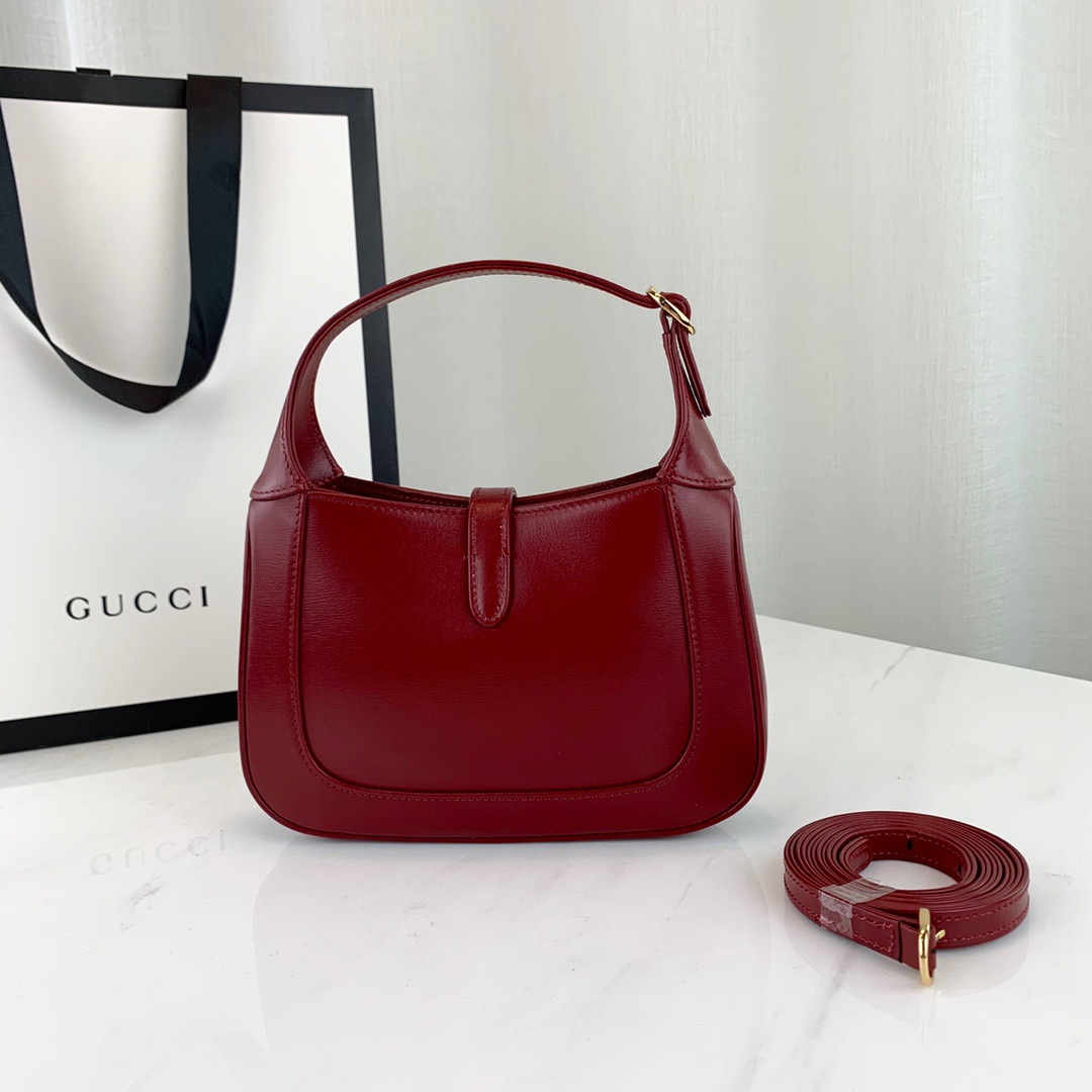 GUCCI Boarded Dyana Lux Calfskin Mini Jackie 1961 Hobo New Cherry Red - Bag