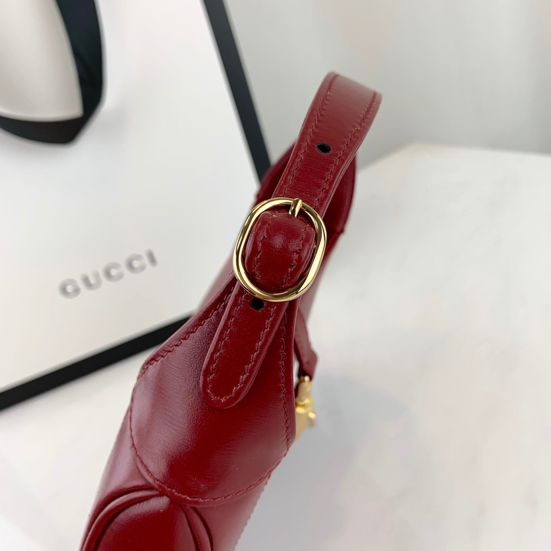 GUCCI Boarded Dyana Lux Calfskin Mini Jackie 1961 Hobo New Cherry Red - Bag