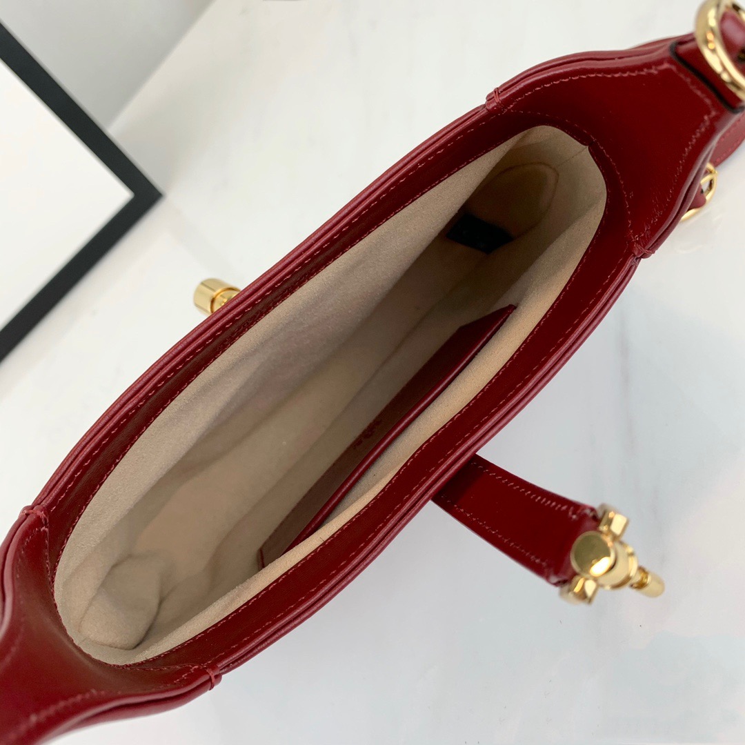 GUCCI Boarded Dyana Lux Calfskin Mini Jackie 1961 Hobo New Cherry Red - Bag
