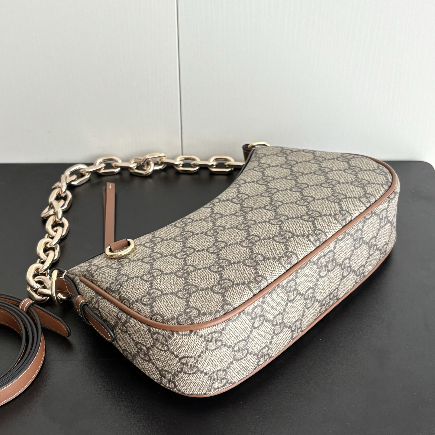 Gucci GG Emblem small shoulder bag- Beige