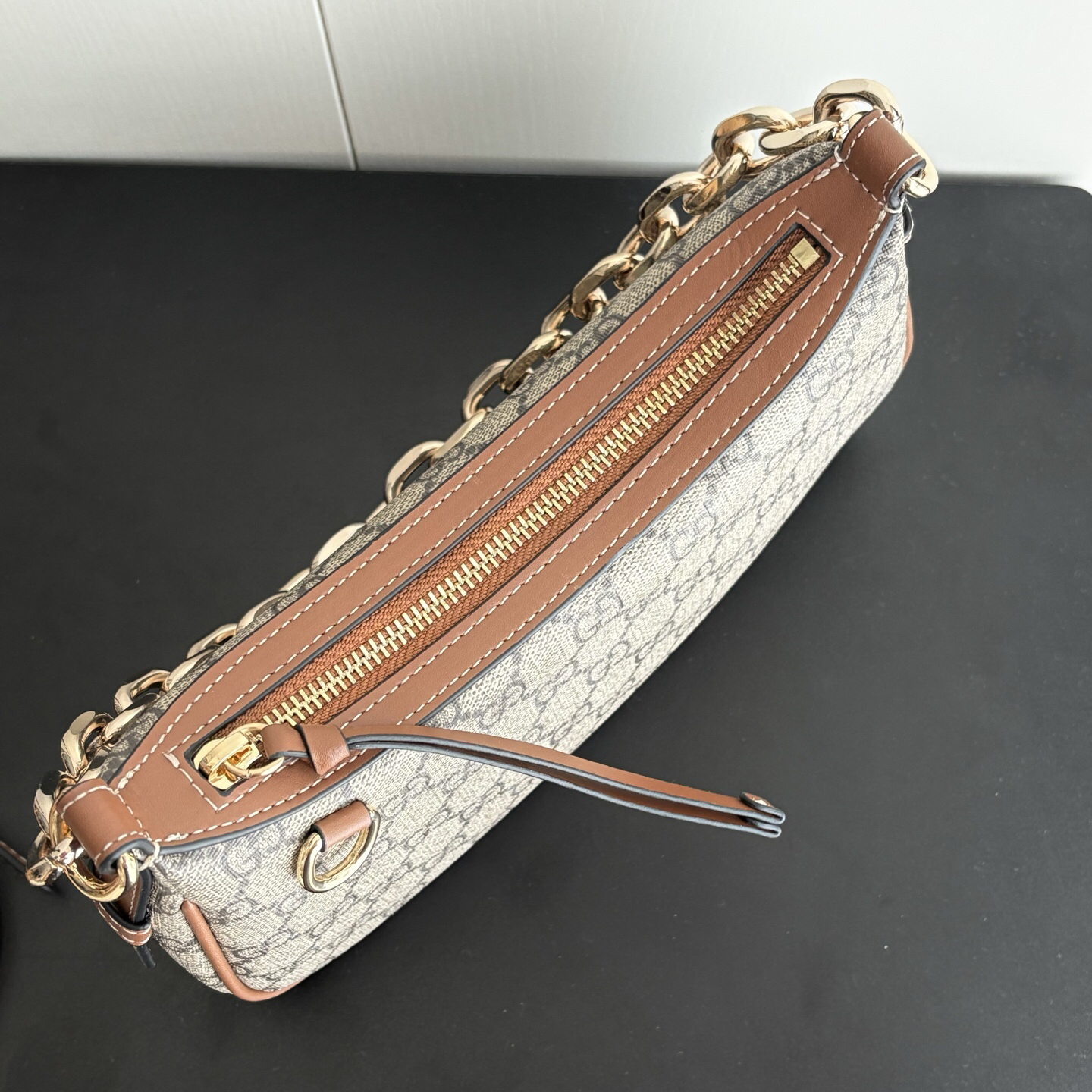 Gucci GG Emblem small shoulder bag- Beige