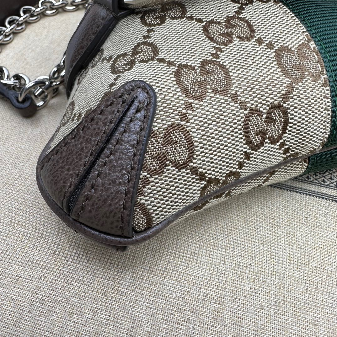 Gucci Horsebit Chain Small Shoulder Bag Beige And Ebony Original GG Canvas - Bag