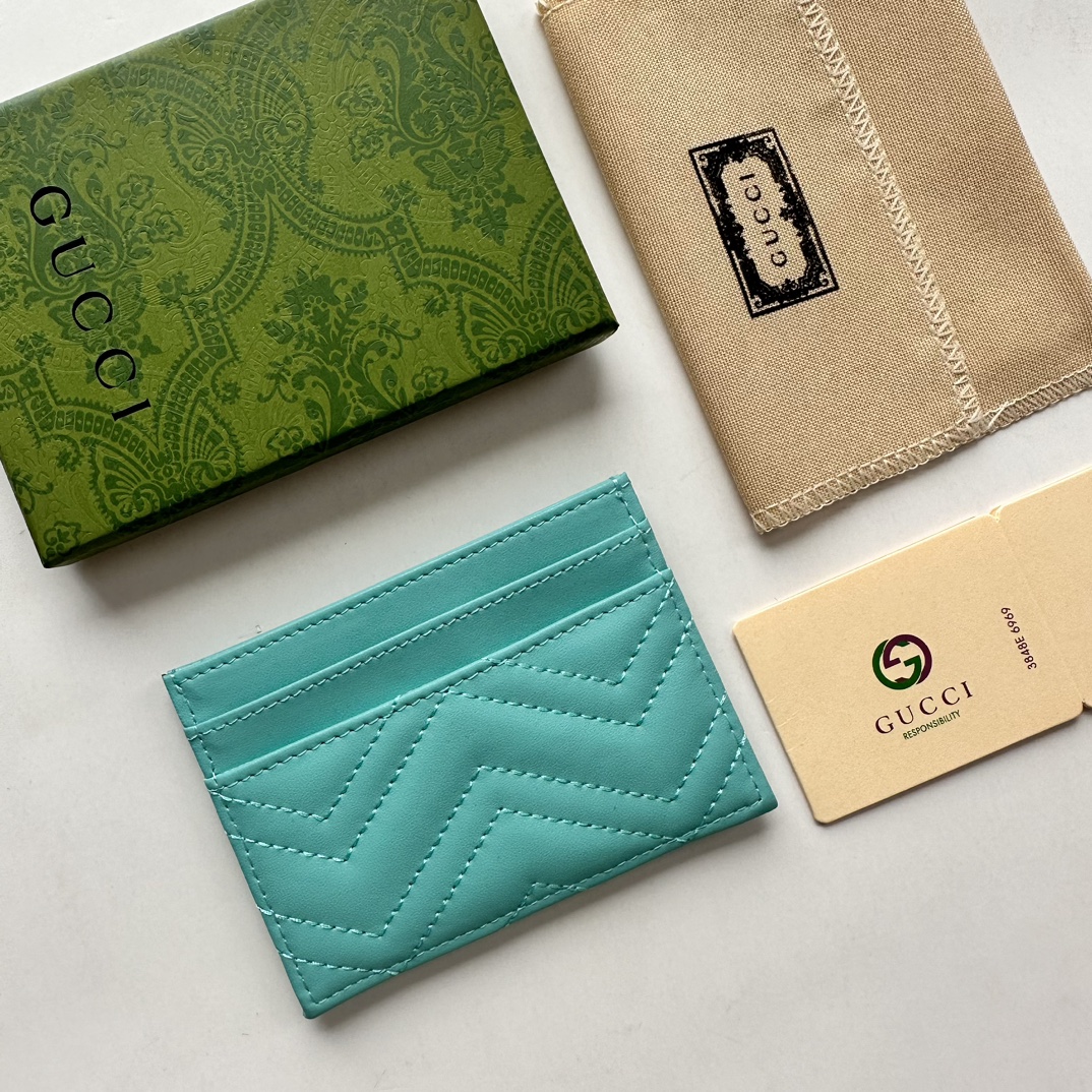 Gucci GG Marmont card case teal leather-wallet