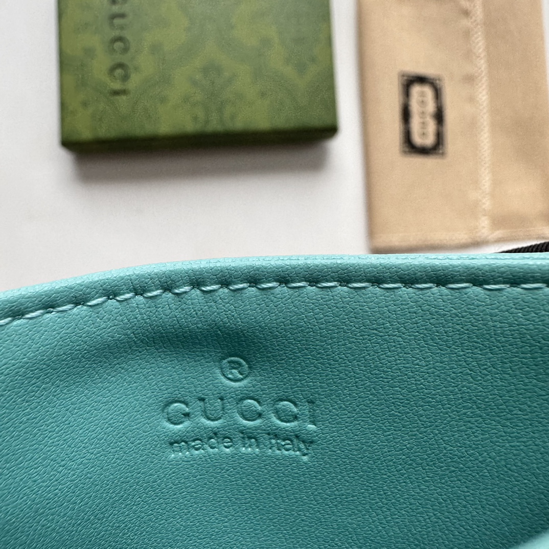 Gucci GG Marmont card case teal leather-wallet