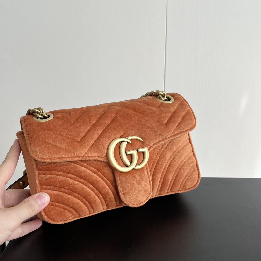 Gucci GG Marmont Velvet Collection - Orange Bag