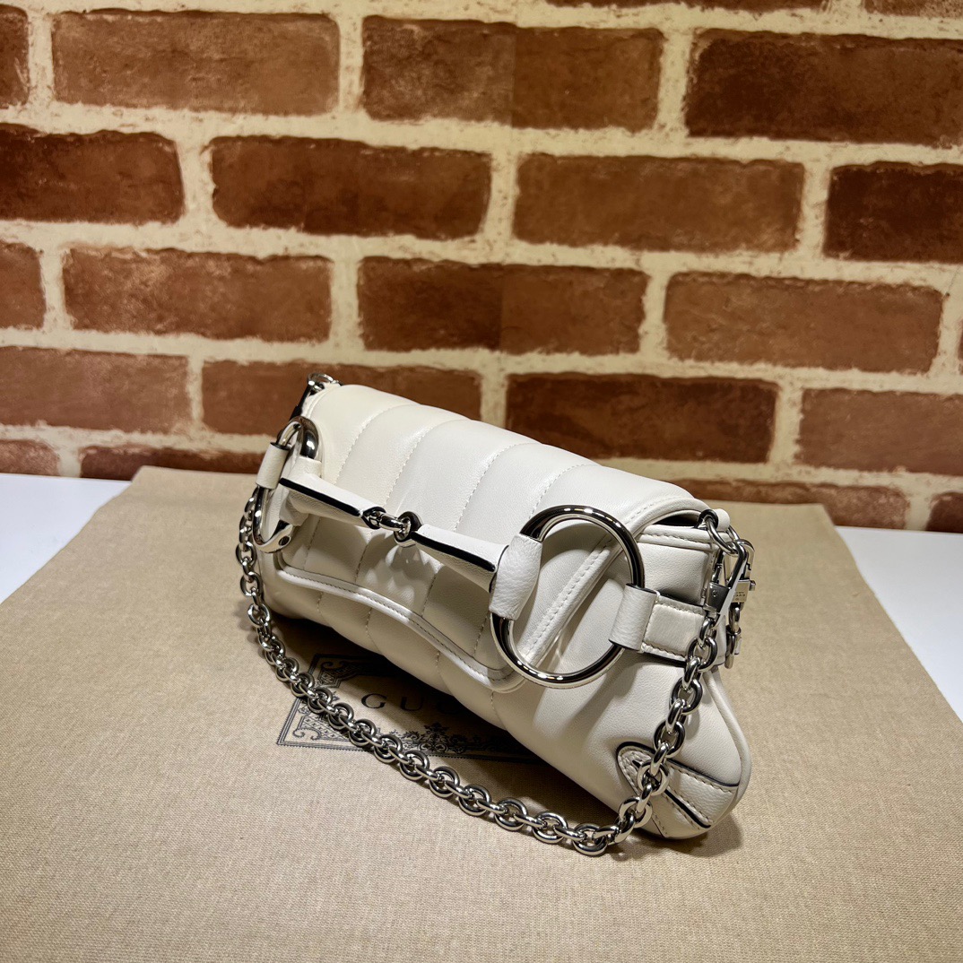 Gucci Horsebit Chain Small Shoulder Bag White - Bag
