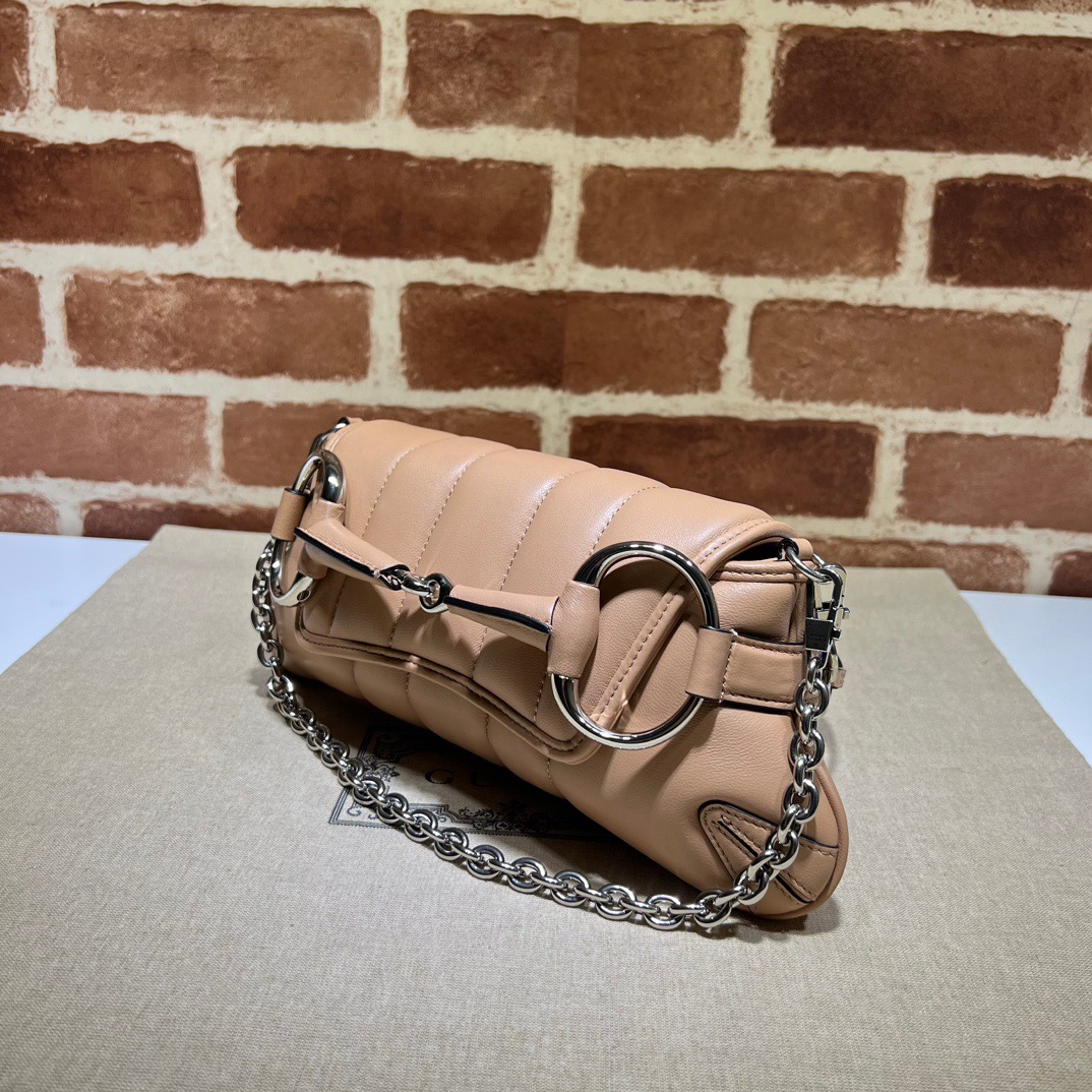 Gucci Horsebit Chain Small Shoulder Bag Rose Beige - Bag