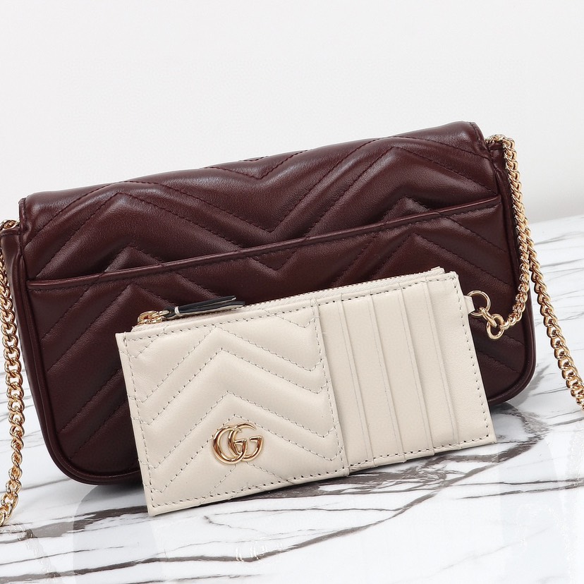 Gucci GG Marmont Red Matelassé Chevron Leather Small Shoulder Bag