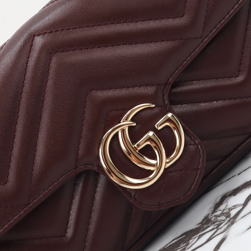 Gucci GG Marmont Red Matelassé Chevron Leather Small Shoulder Bag