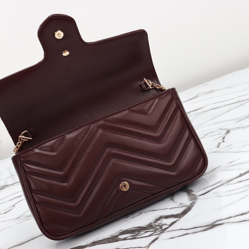 Gucci GG Marmont Red Matelassé Chevron Leather Small Shoulder Bag