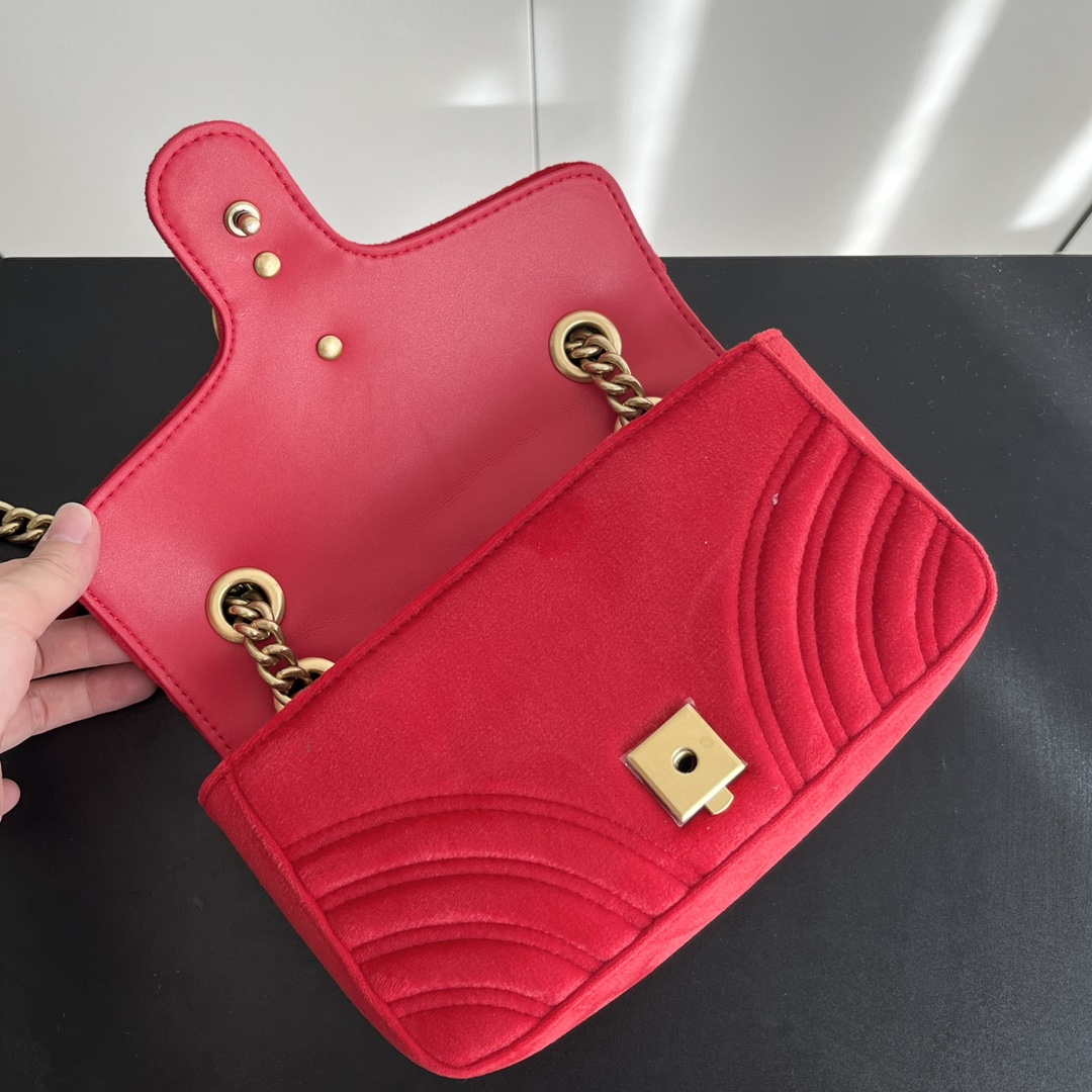 Gucci GG Marmont Velvet Collection - Red Bag