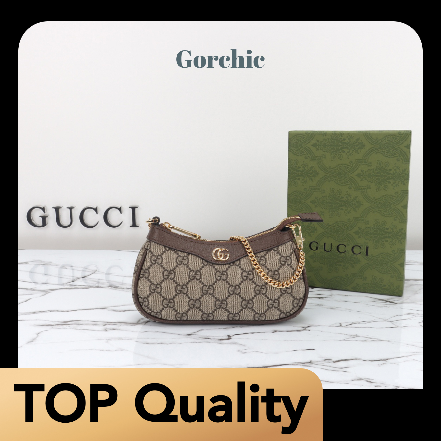 [TOP]Gucci Ophidia Collection Small Handbag - Beige And Dark Brown Bag