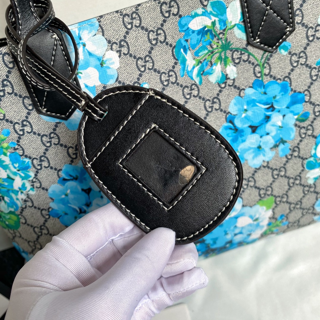 Gucci GG Monogram Blooms Medium Reversible Tote Beige Blue Navy - Bag