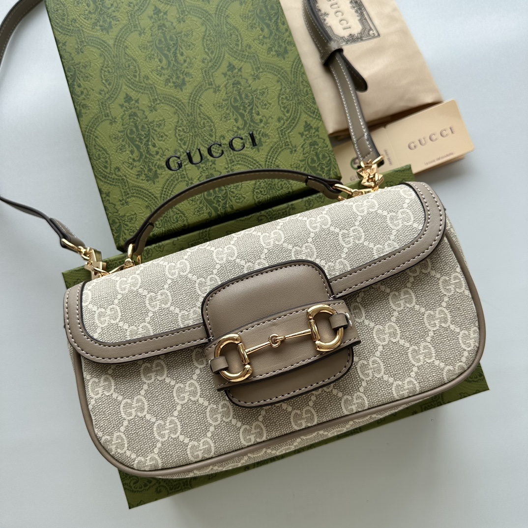 Gucci Horsebit 1955 Small Grey Shoulder Bag