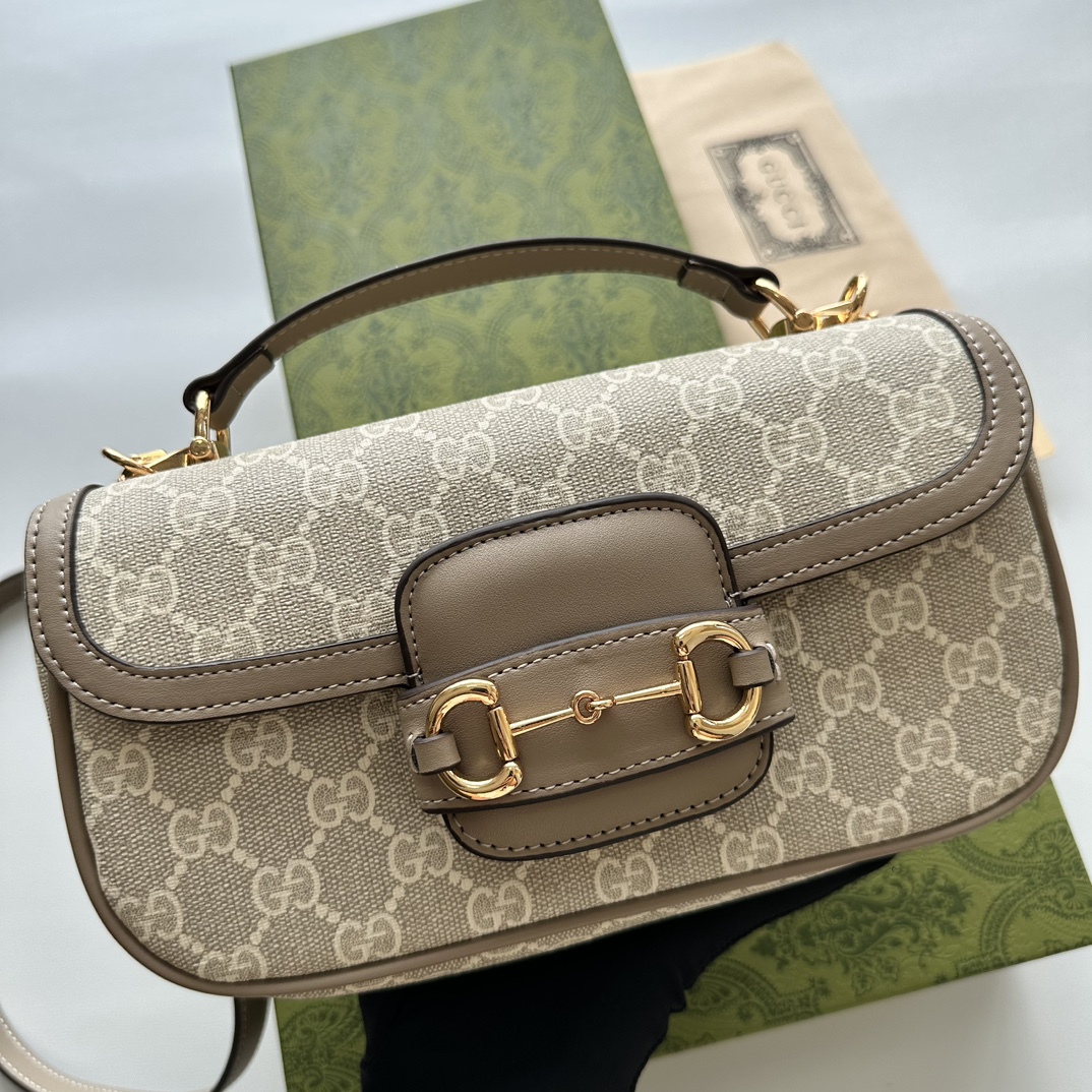 Gucci Horsebit 1955 Small Grey Shoulder Bag