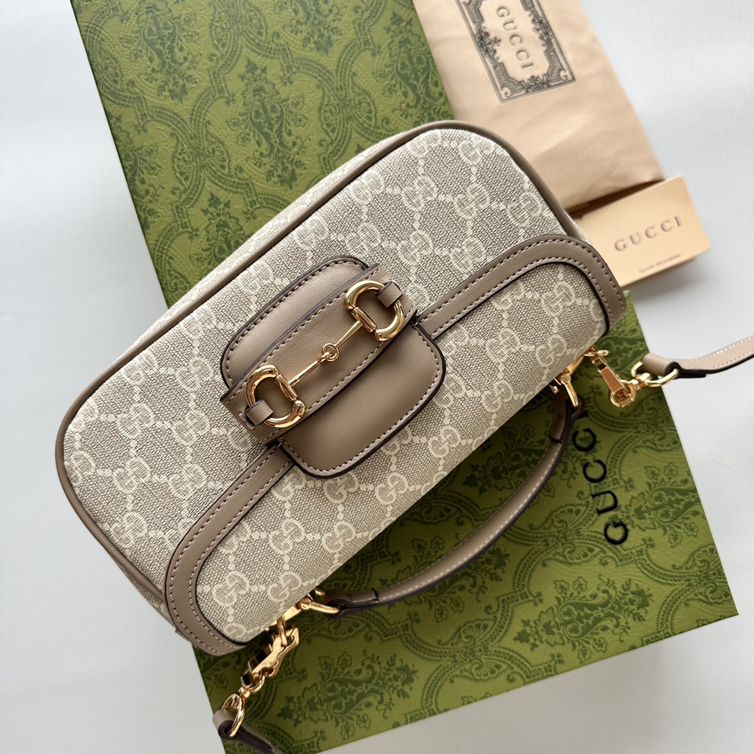 Gucci Horsebit 1955 Small Grey Shoulder Bag