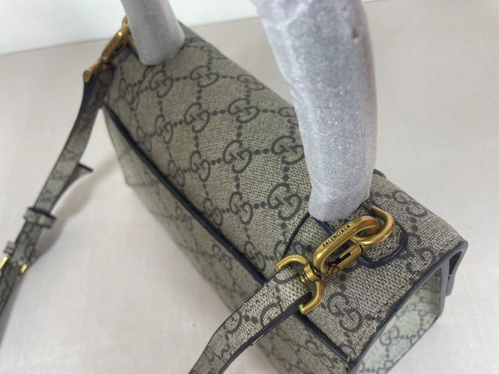 Gucci x Balenciaga The Hacker Project Hourglass Bag - leather canvas&gold-tone hardware, Ebony