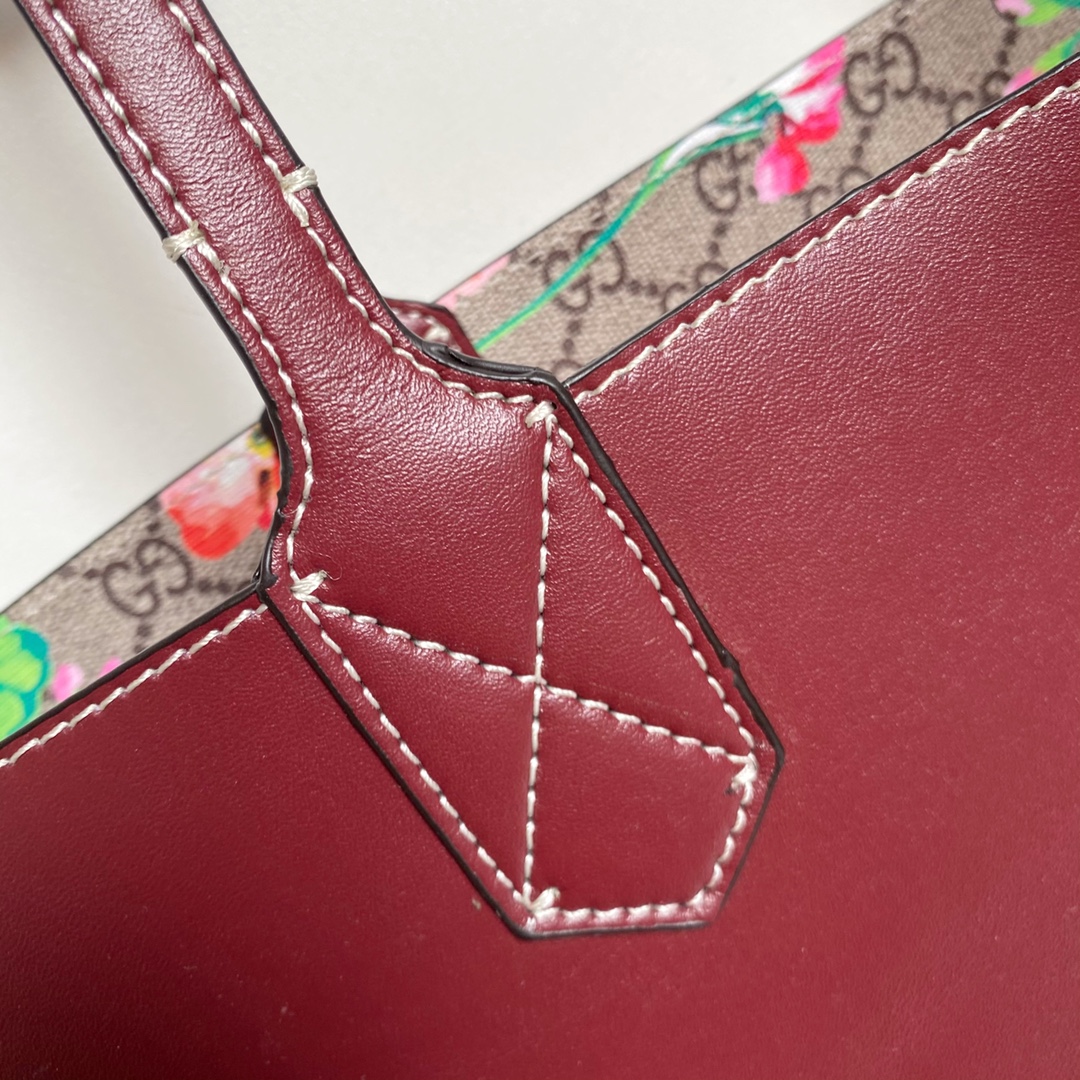 Gucci GG Monogram Blooms Medium Reversible Tote Beige Multicolor Dry Rose - Bag
