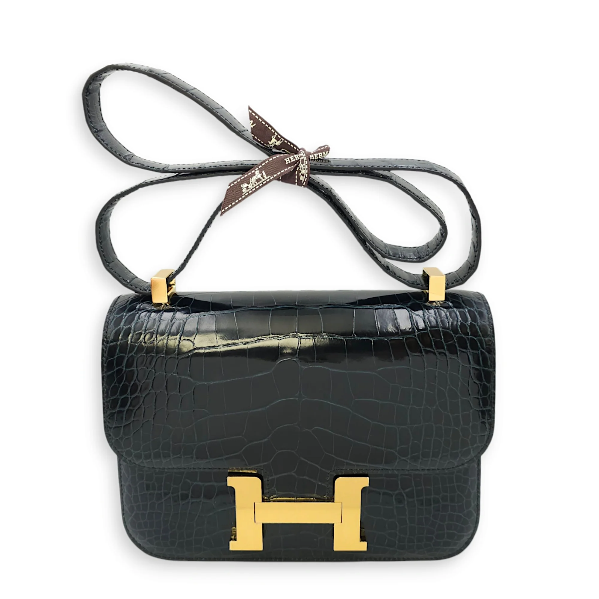 Constance 1 24 Vert Rousseau in Shiny Alligator, Gold hardware