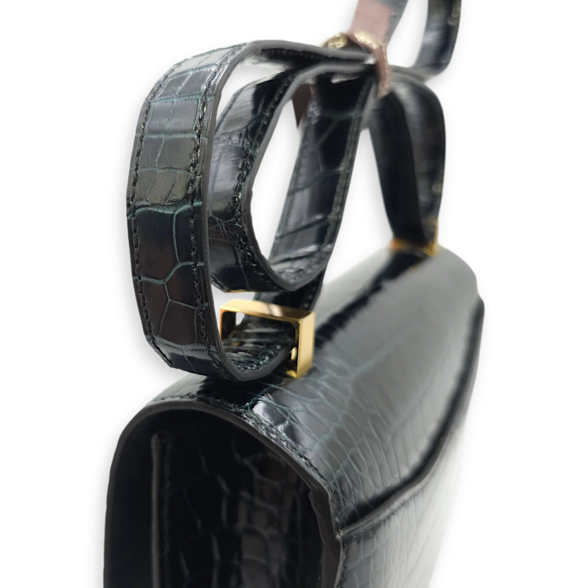 Constance 1 24 Vert Rousseau in Shiny Alligator, Gold hardware