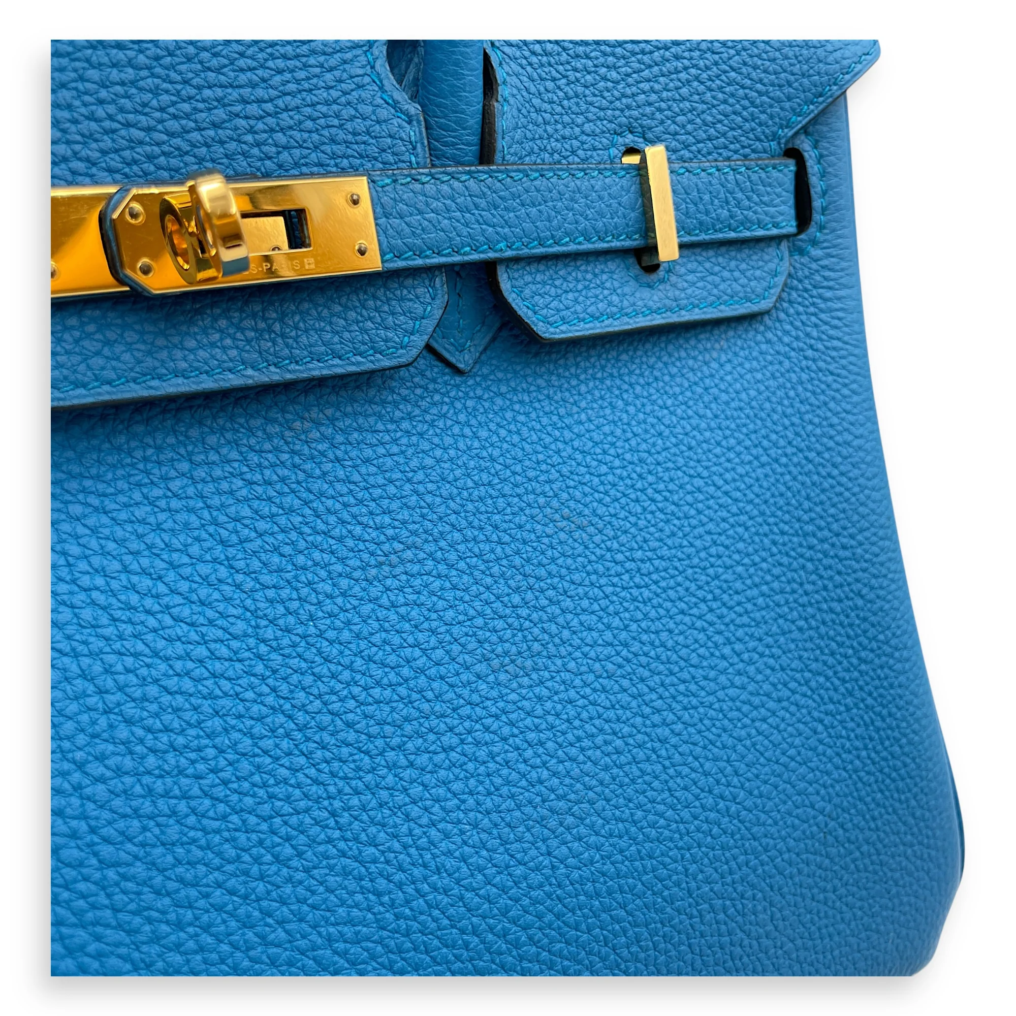 Birkin 25 Blue Zanzibar in Togo, Gold hardware