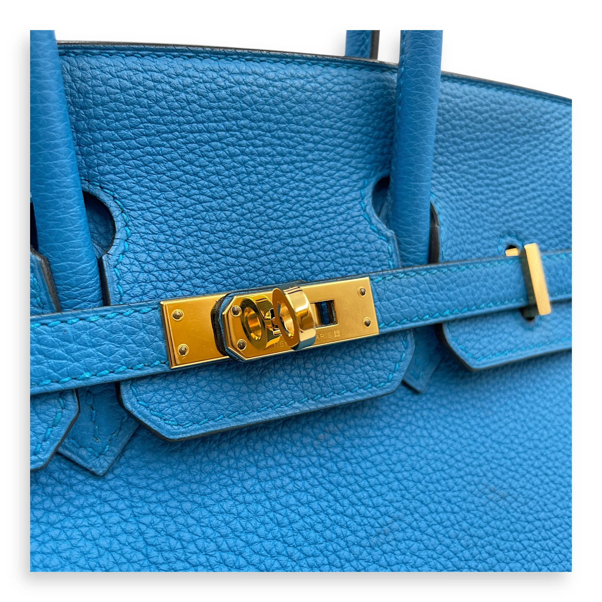 Birkin 25 Blue Zanzibar in Togo, Gold hardware
