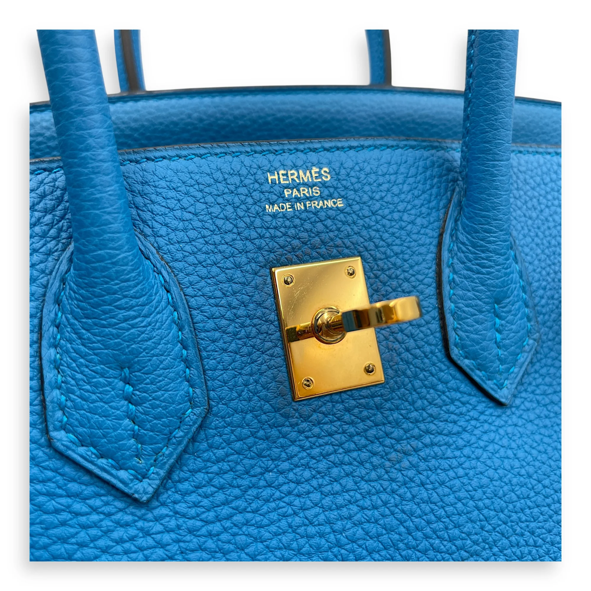 Birkin 25 Blue Zanzibar in Togo, Gold hardware