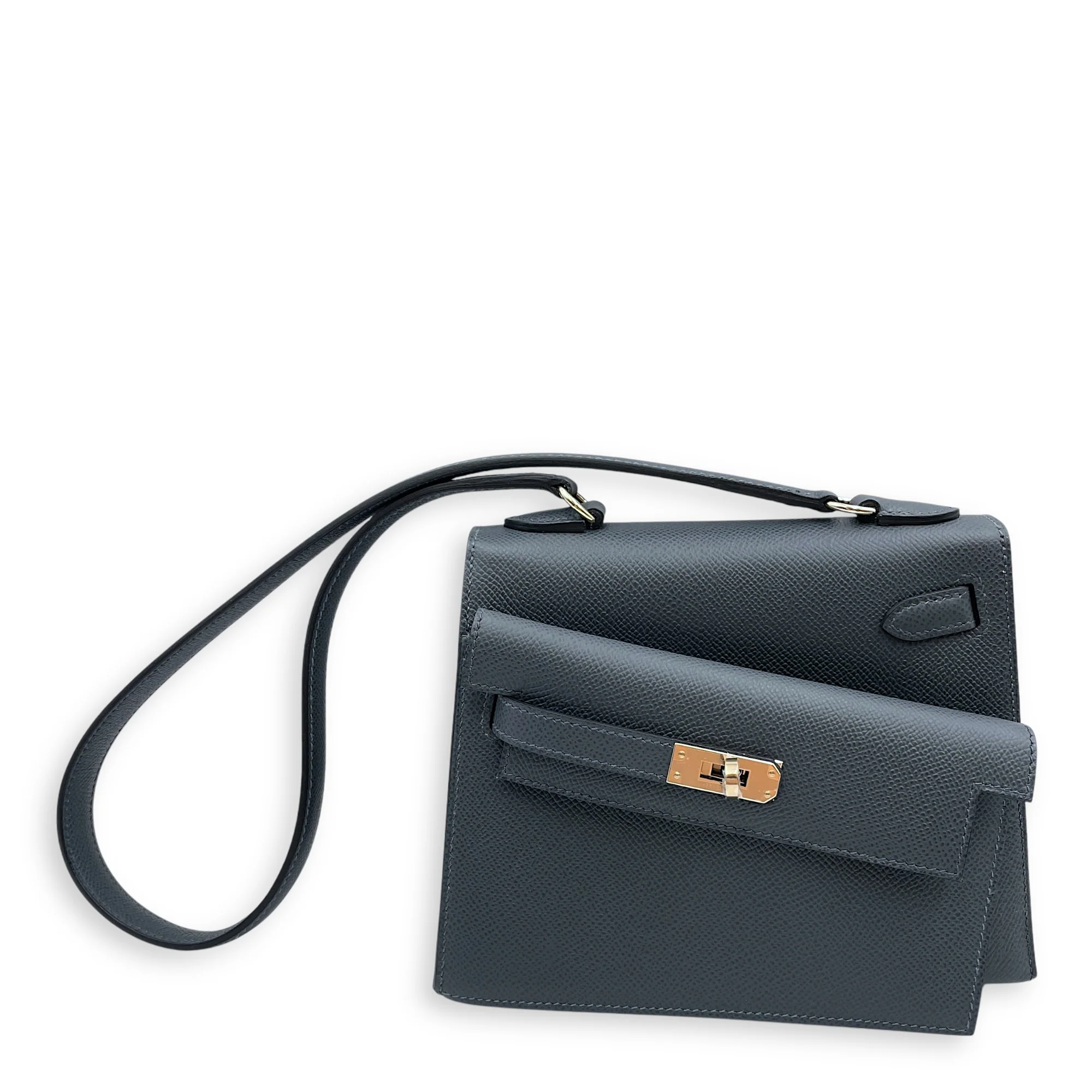 Sellier Kelly Desordre 20 Gris Misty in Epsom, Permabrass hardware