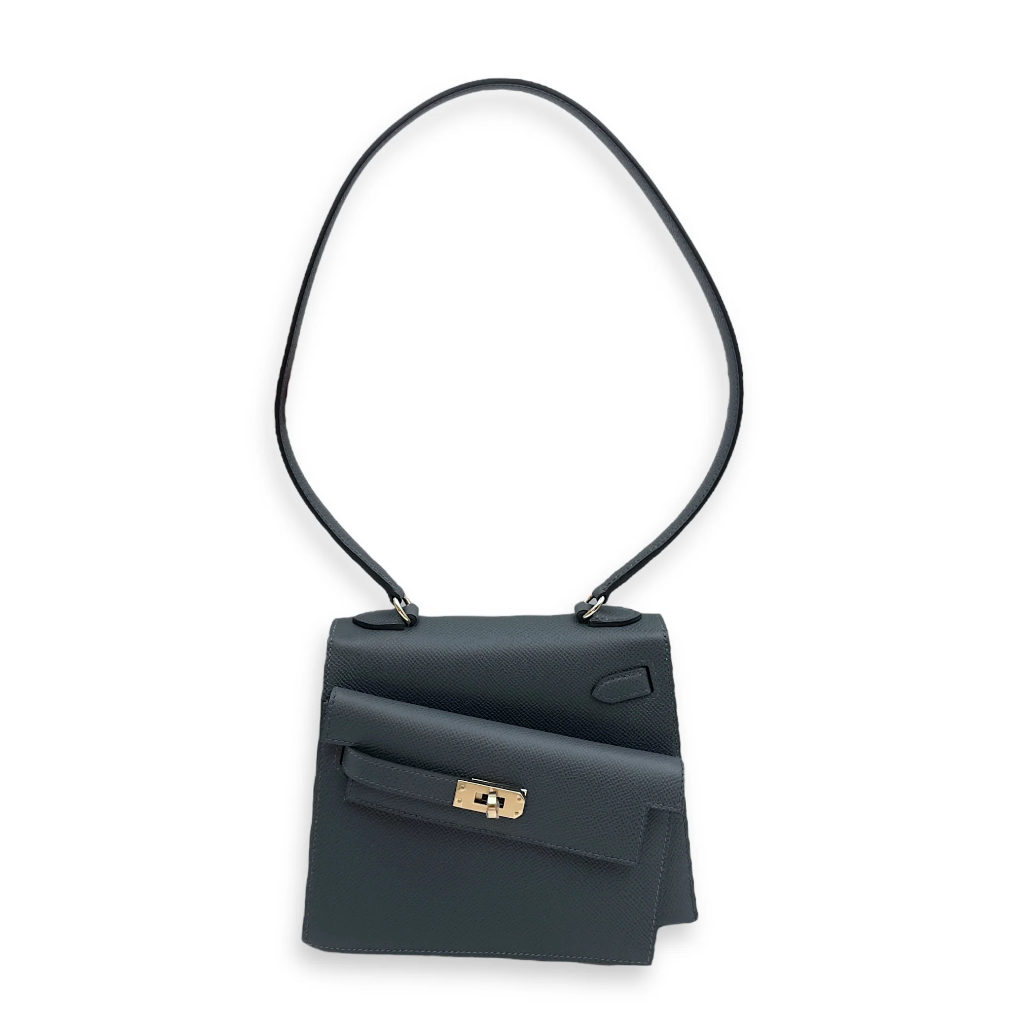 Sellier Kelly Desordre 20 Gris Misty in Epsom, Permabrass hardware