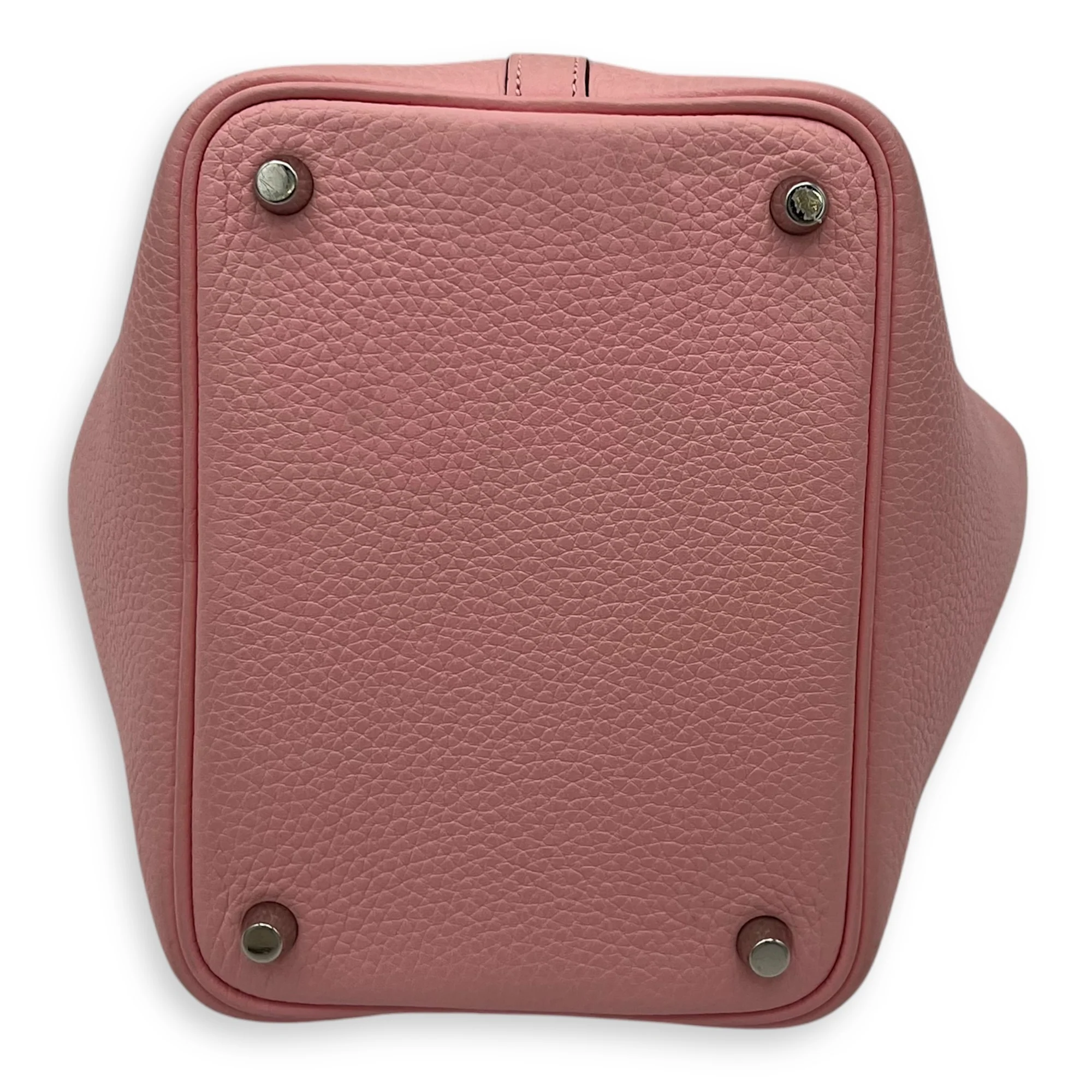Picotin 18 Rose Sakura Top Handle Bag in Clemence, Palladium hardware
