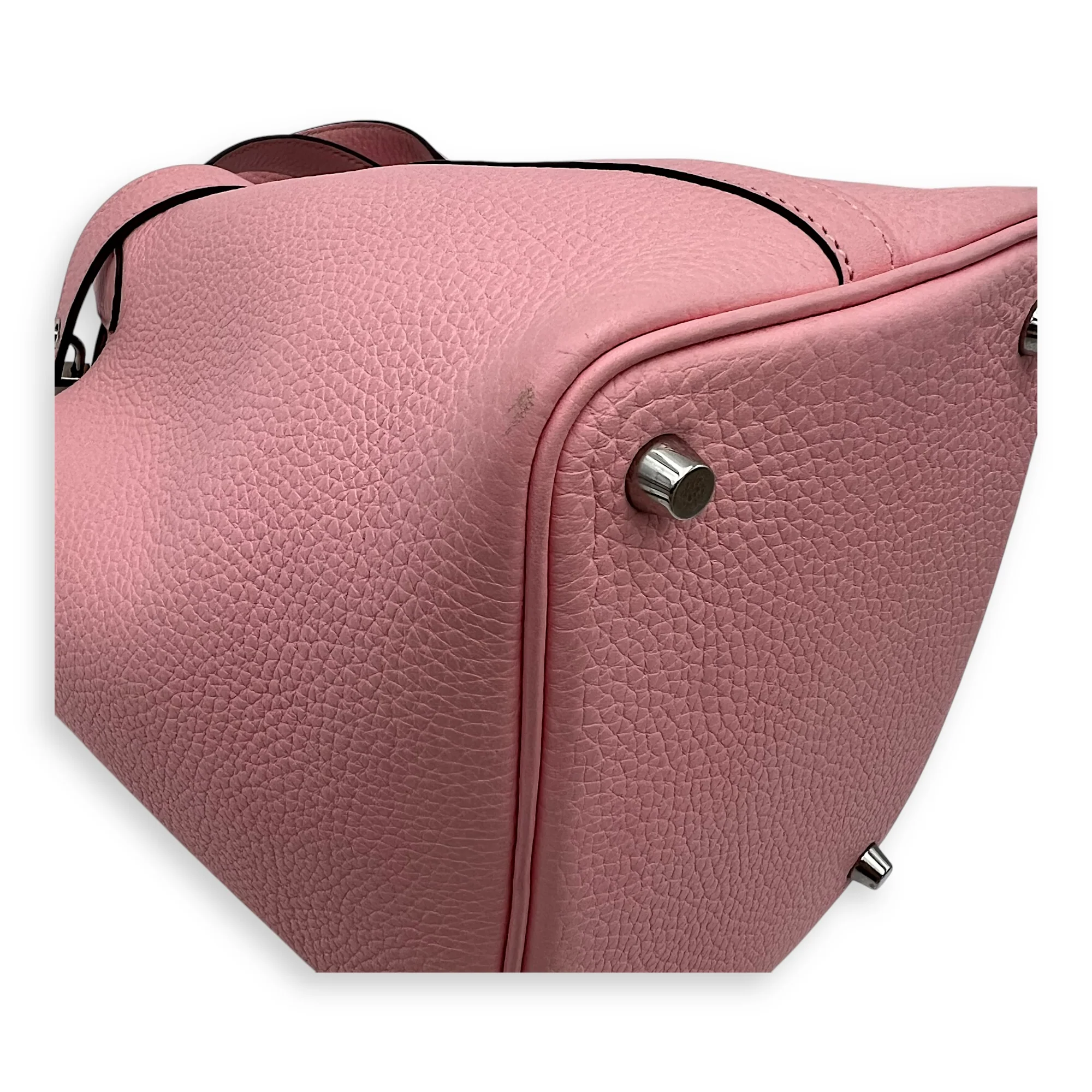 Picotin 18 Rose Sakura Top Handle Bag in Clemence, Palladium hardware