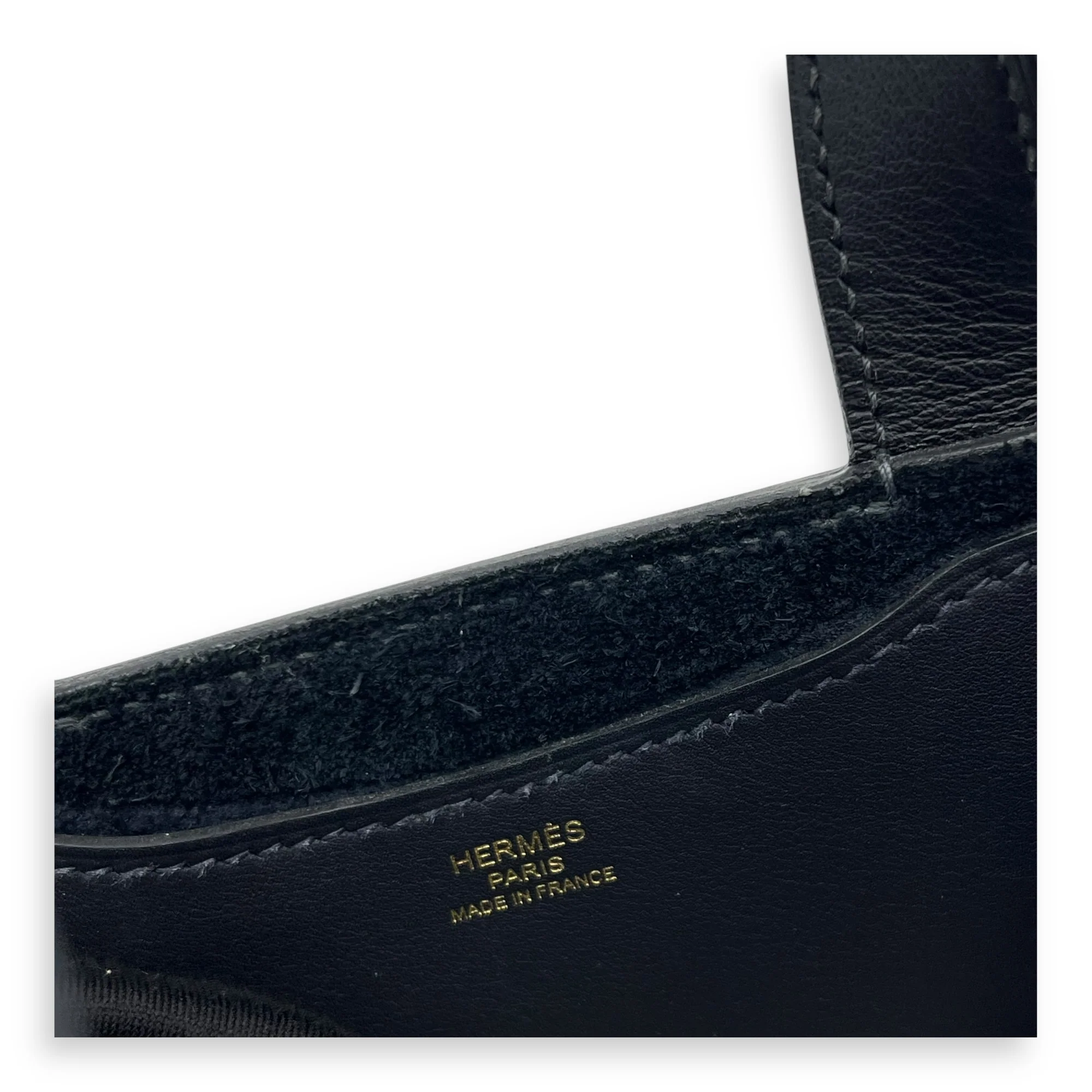 In The Loop 18 Black Top Handle Bag in Clemence/Swift, Gold hardware