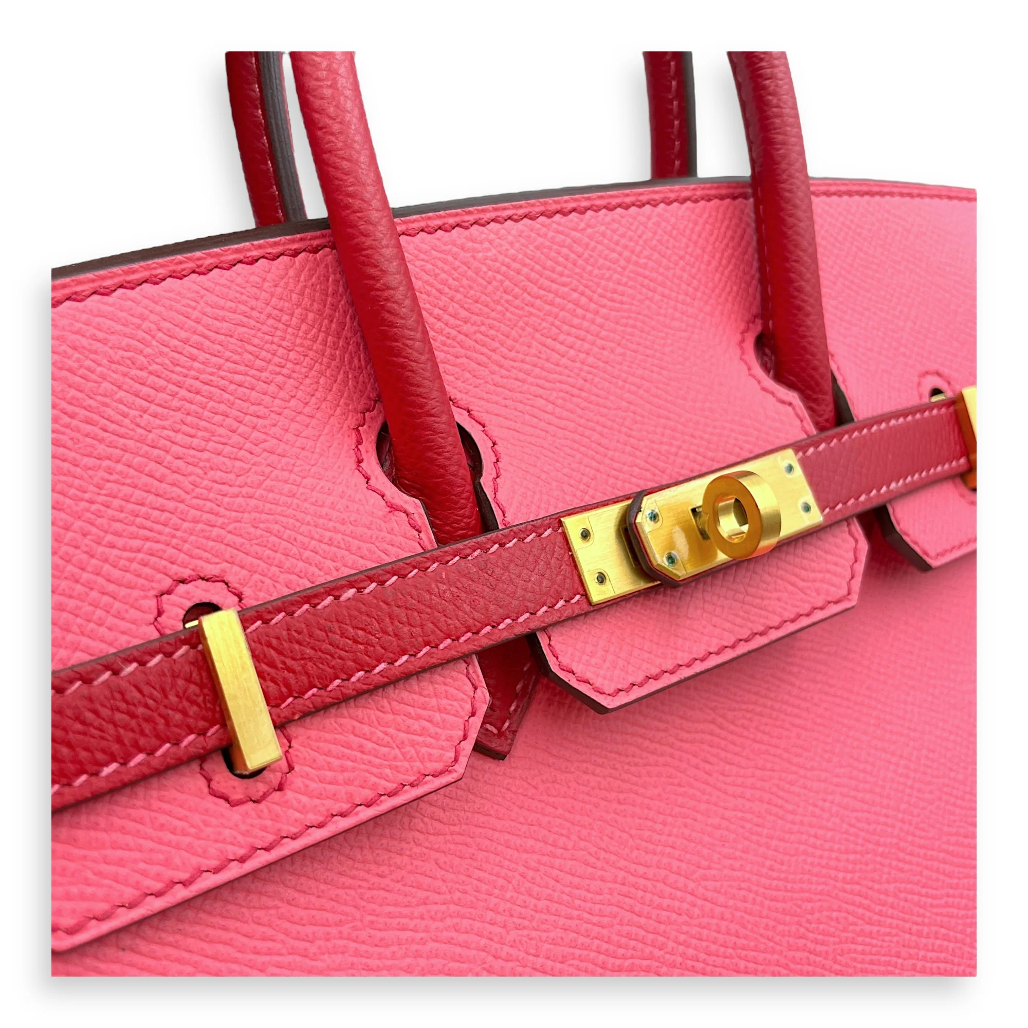 HSS Birkin 25 Rose Azalee/ Rouge Casaque in Epsom, Brushed Gold hardware