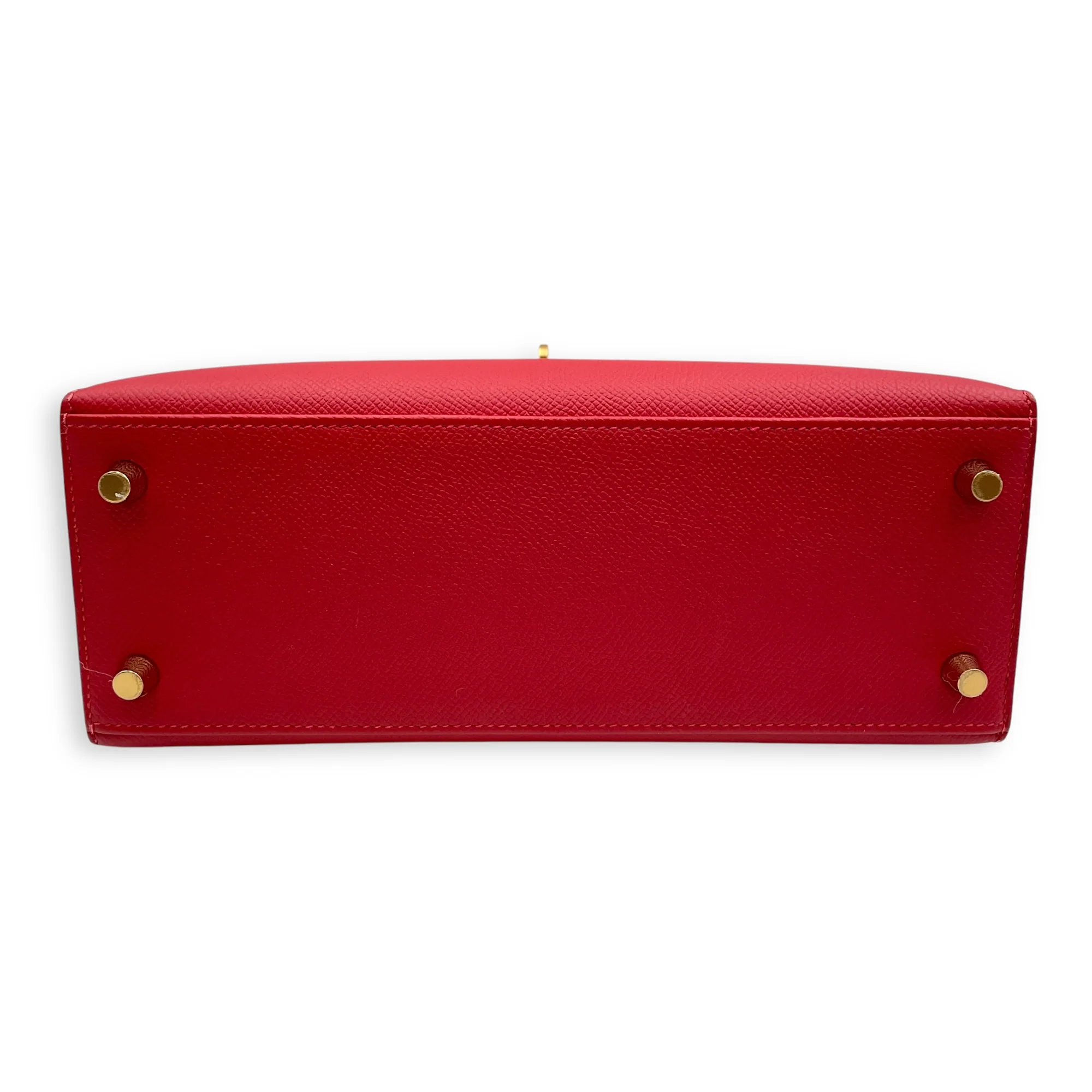 Sellier Kelly 25 Rouge Casaque in Epsom, Gold hardware