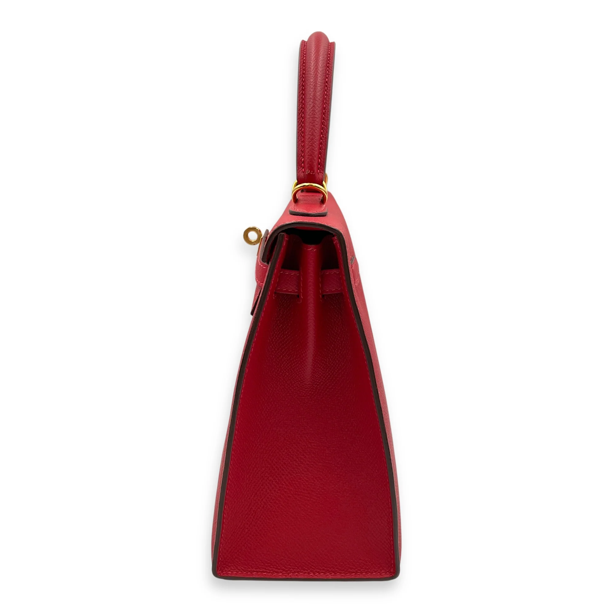 Sellier Kelly 25 Rouge Casaque in Epsom, Gold hardware