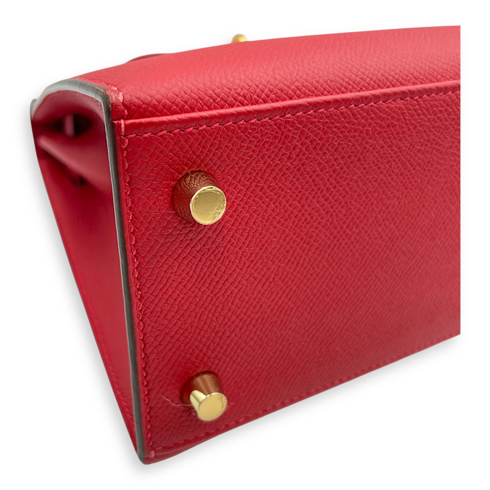 Sellier Kelly 25 Rouge Casaque in Epsom, Gold hardware