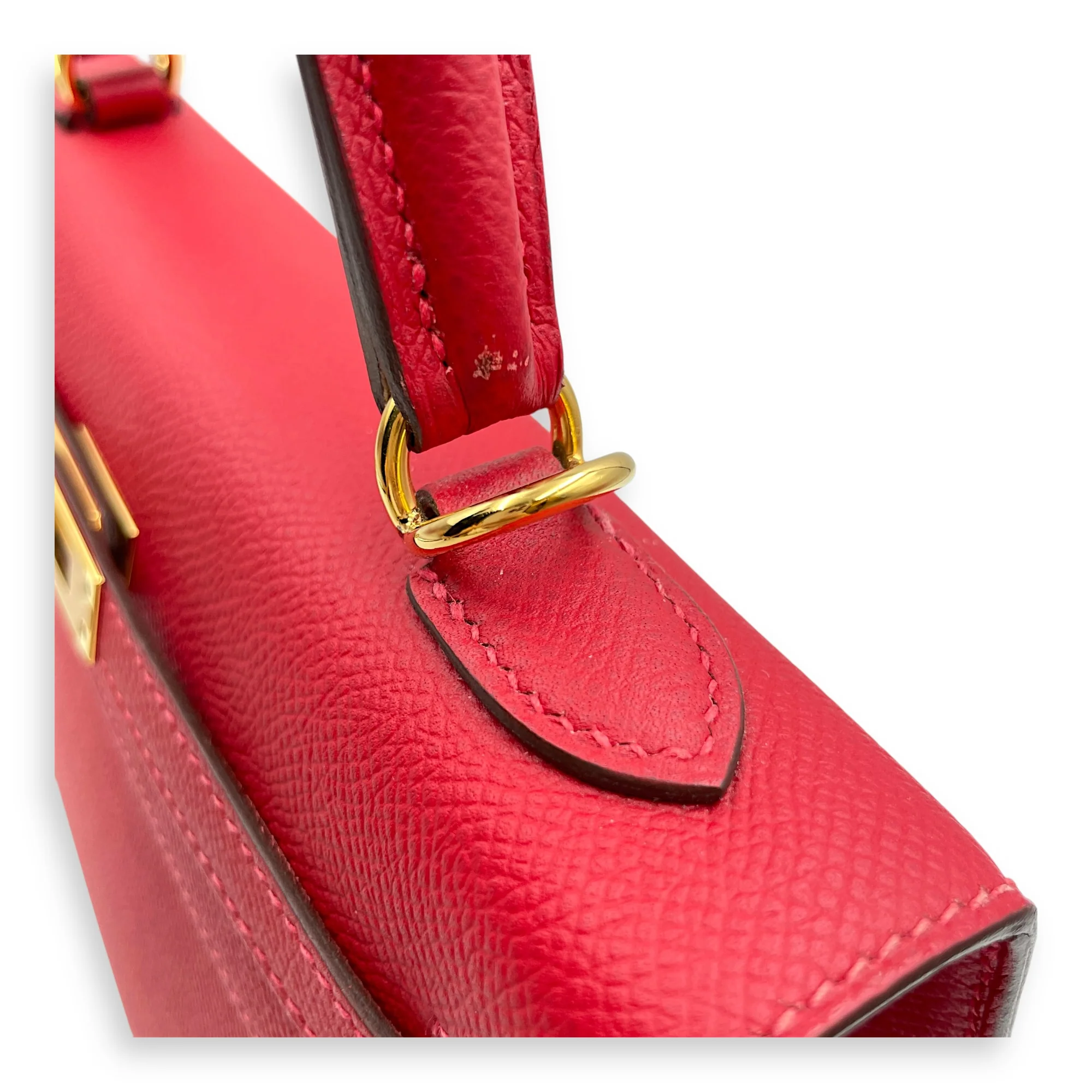 Sellier Kelly 25 Rouge Casaque in Epsom, Gold hardware