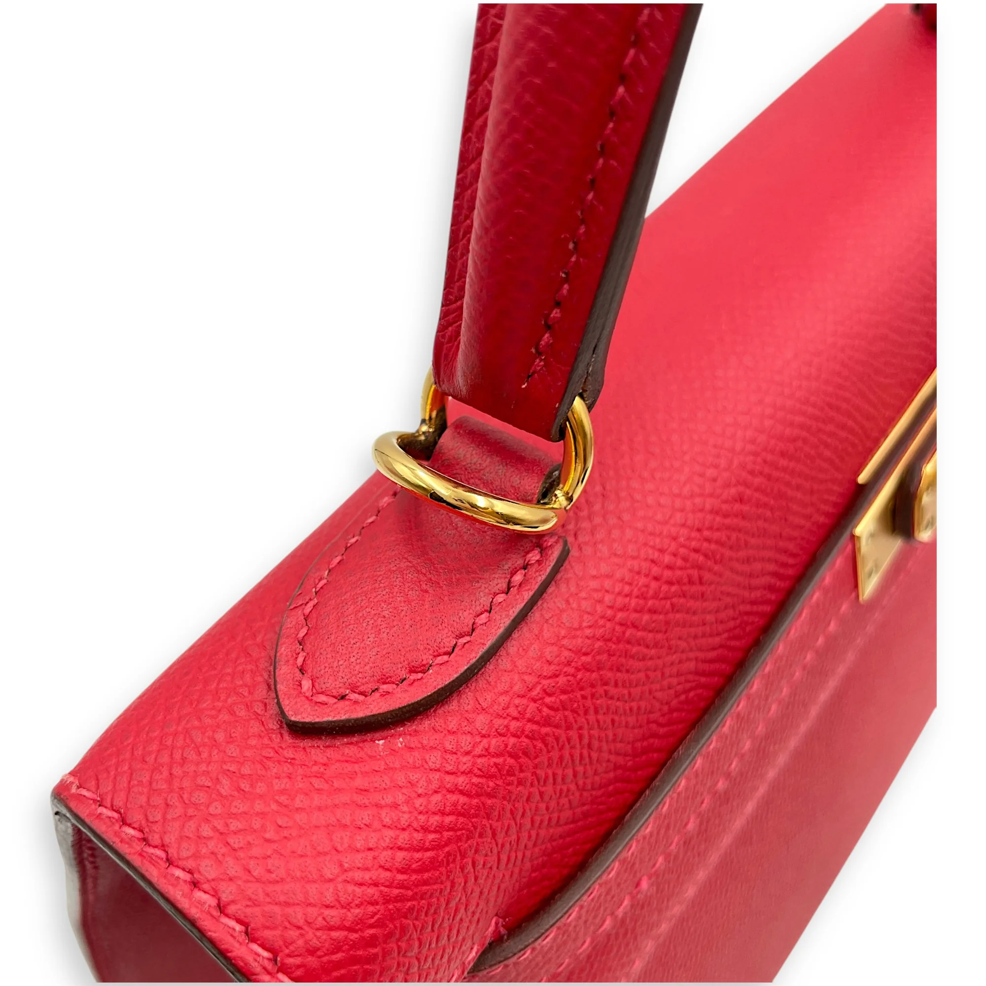 Sellier Kelly 25 Rouge Casaque in Epsom, Gold hardware