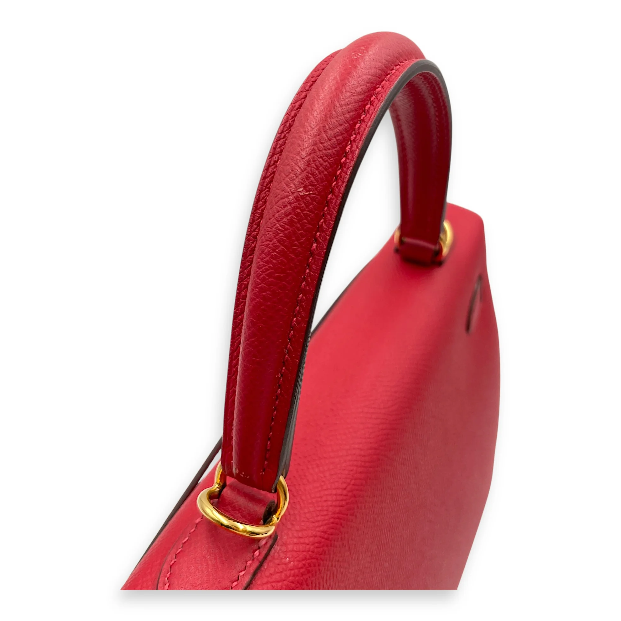 Sellier Kelly 25 Rouge Casaque in Epsom, Gold hardware