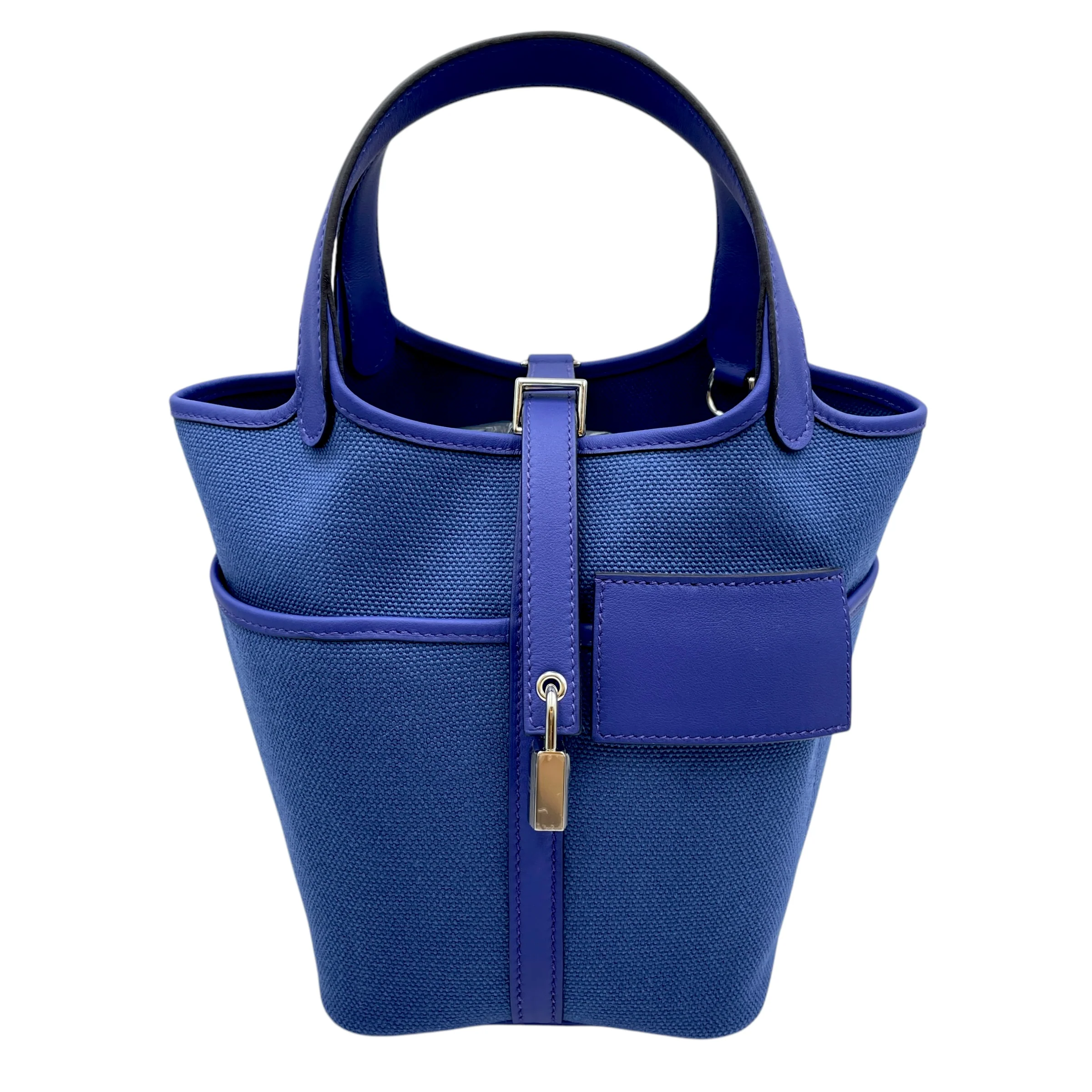 Picotin Pocket 18 Blue Royal in Toile/Swift, Palladium hardware