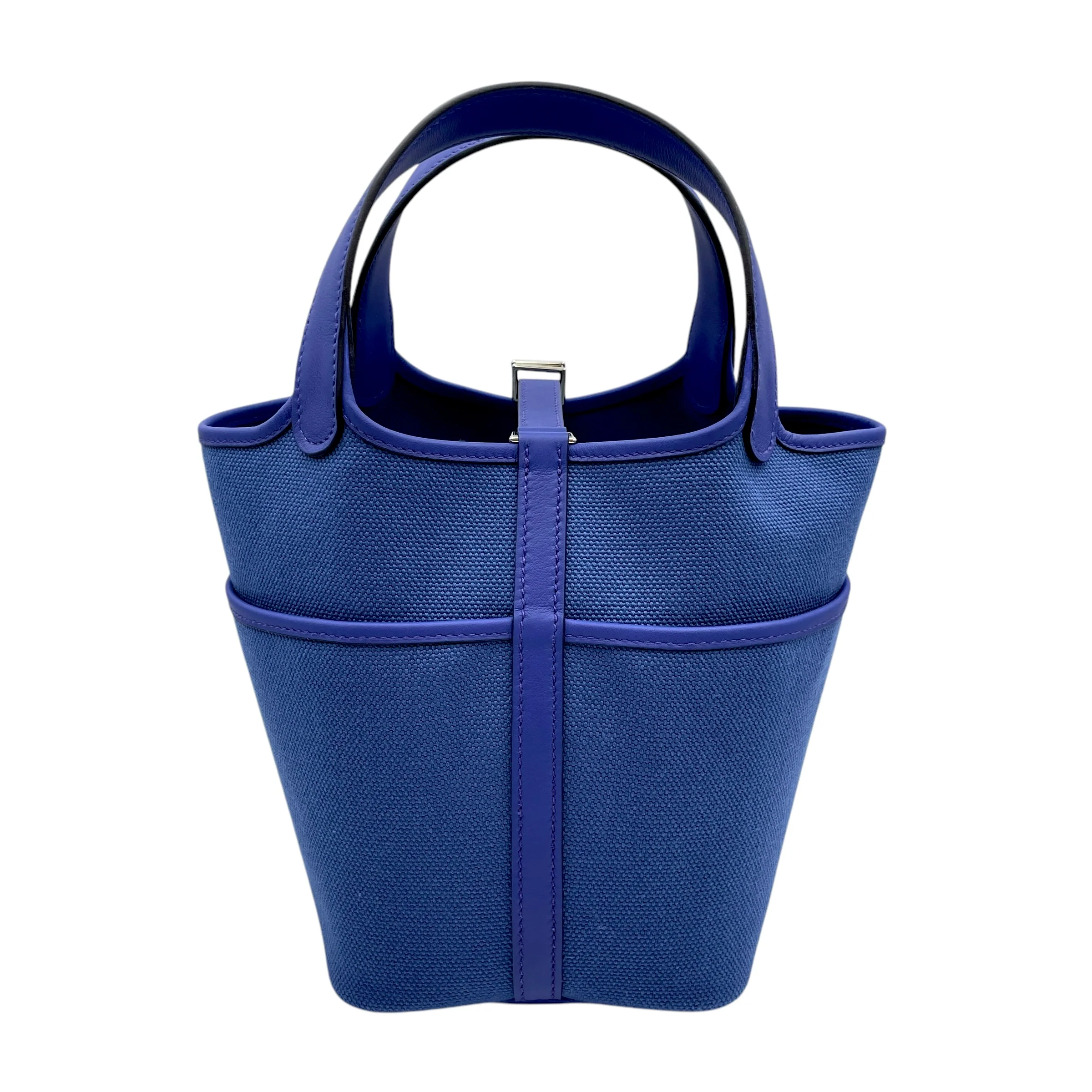 Picotin Pocket 18 Blue Royal in Toile/Swift, Palladium hardware