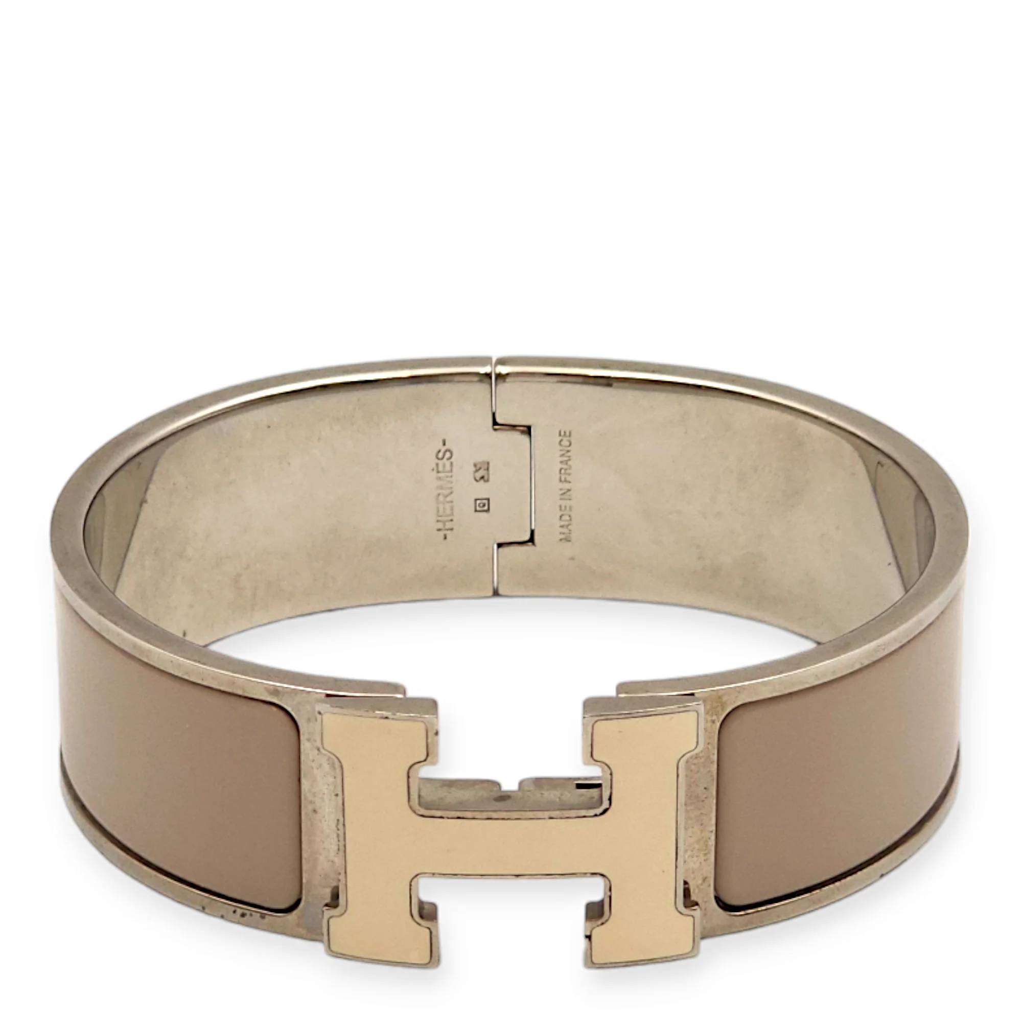 Clic H Medium Width Marron Bracelet in Enamel