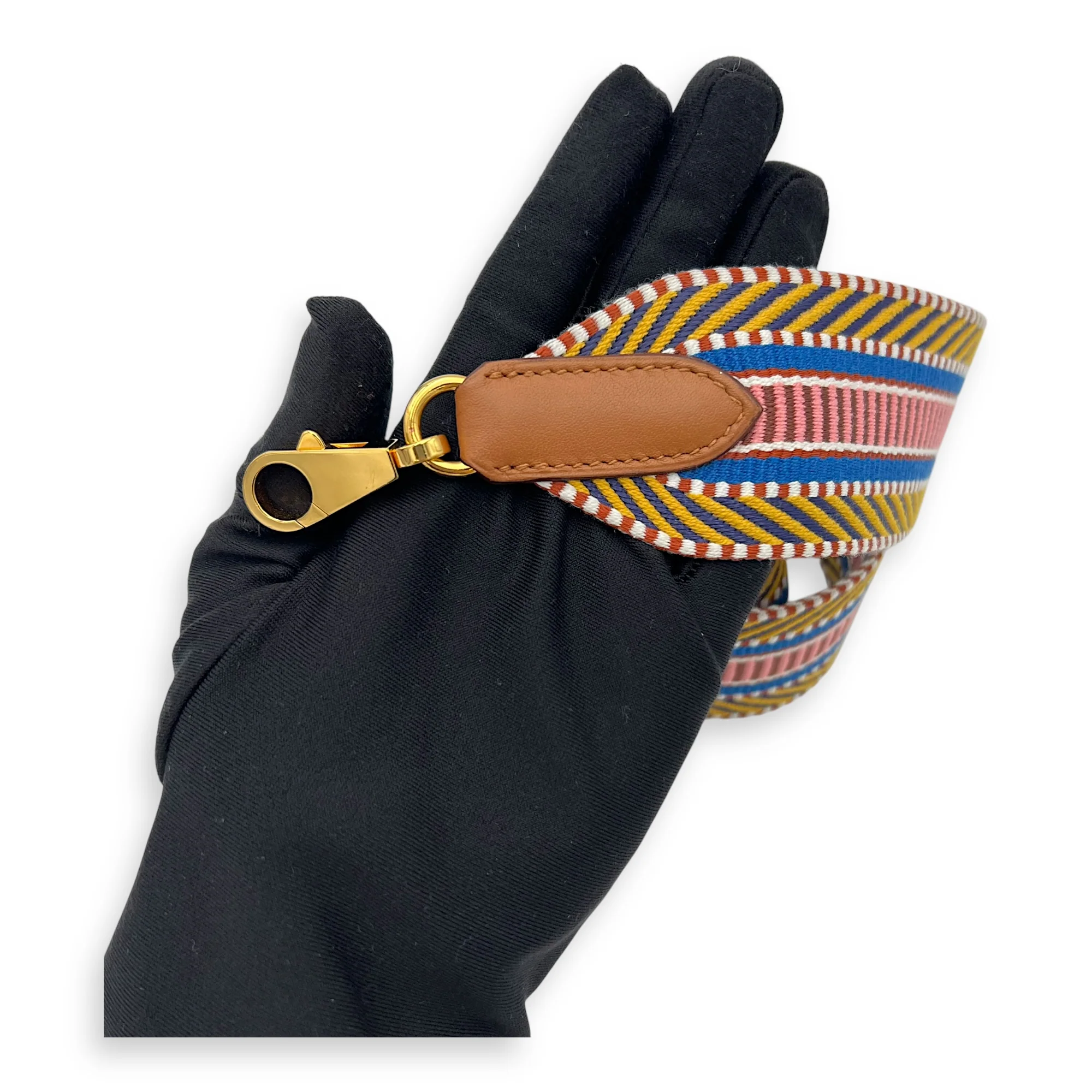 Sangle Cavale Multi-colour in Canvas, Gold hardware
