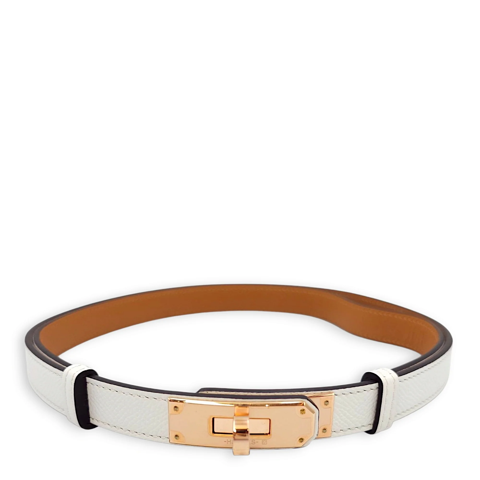 Kelly 18 Blanc Belt in Epsom, Rose Gold hardware