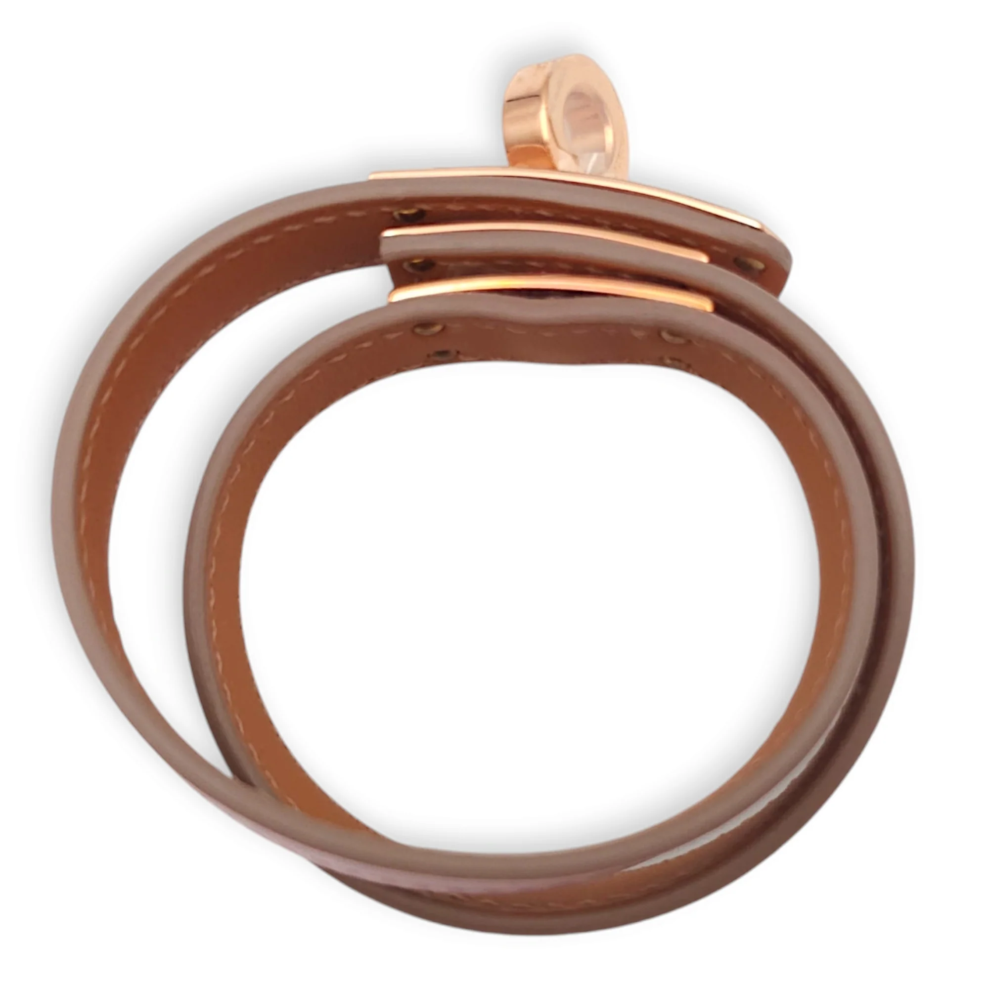 Kelly Double Tour T2 Mauve Pale Bracelet in Swift, Rose Gold hardware