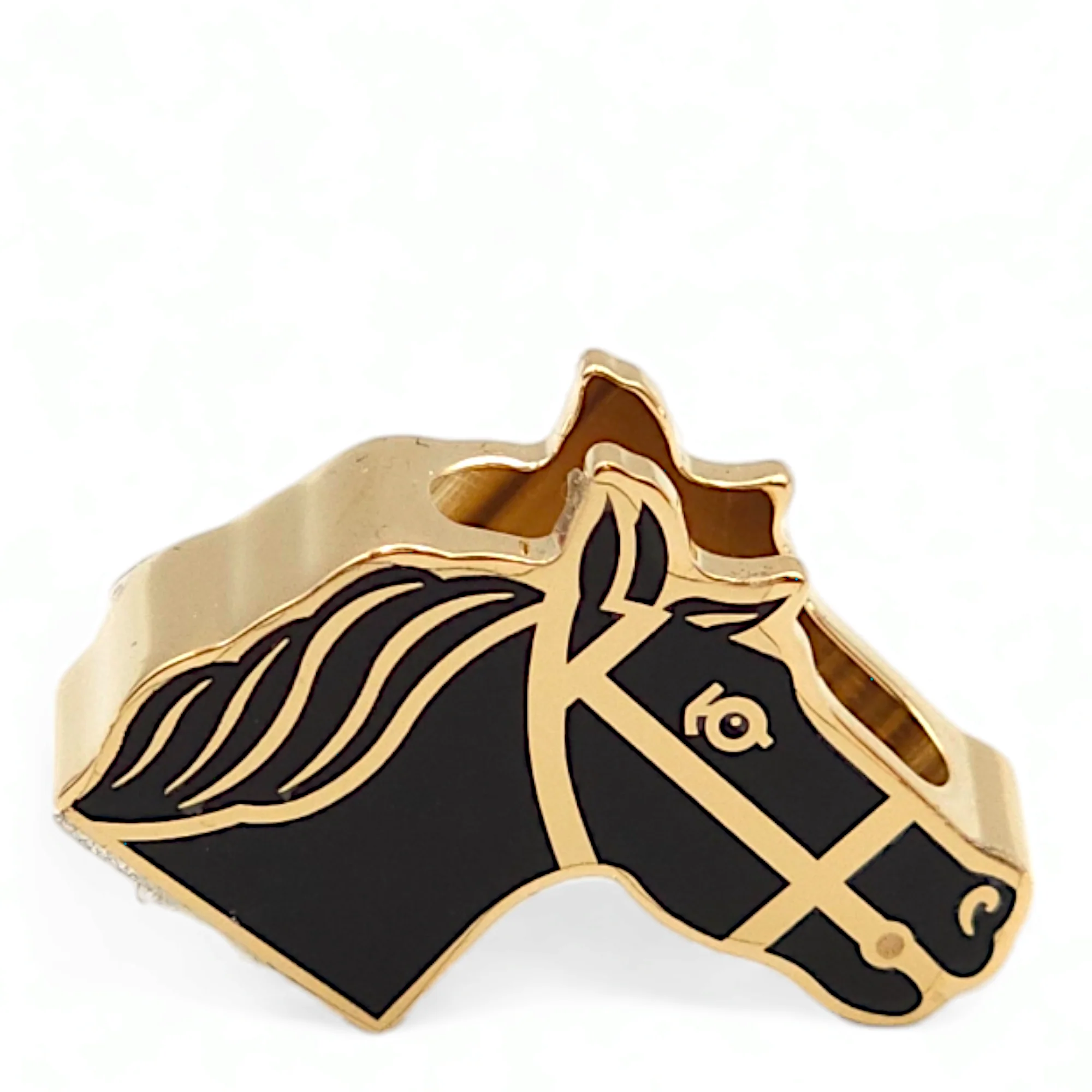 Quadrige Twilly Ring Black Charm, Permabrass hardware