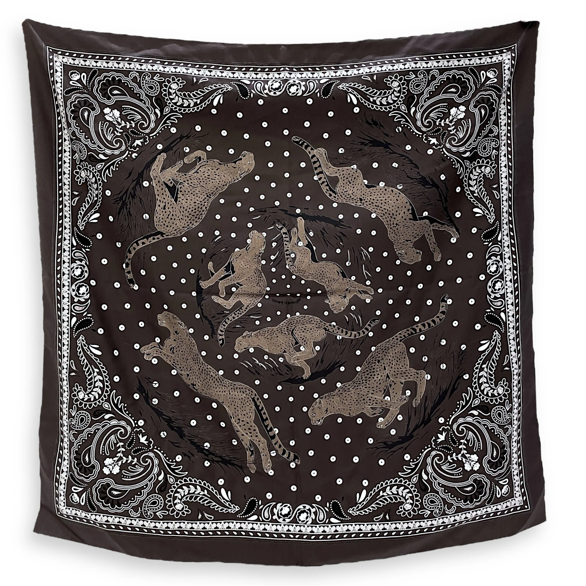 Guepards Bandana Embroidered 90 Caocao/Blanc Scarf