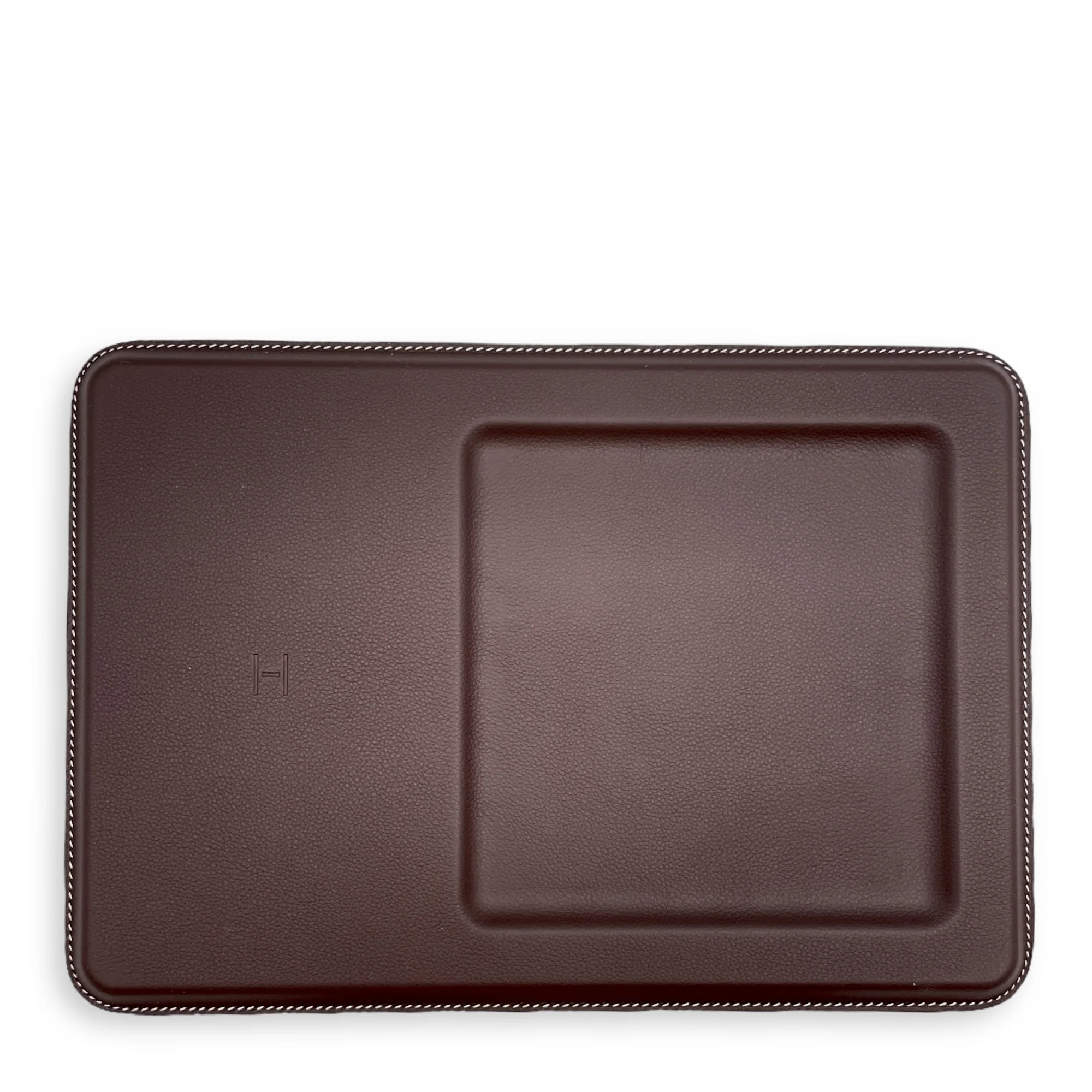 Volt'H Wireless Charging Change Tray Chocolat in Calfskin