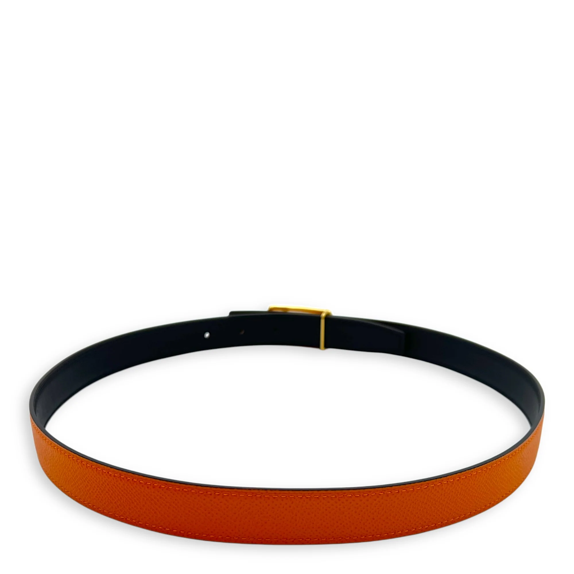 Calache reversible 85 Orange Belt in Epsom, Gold hardware