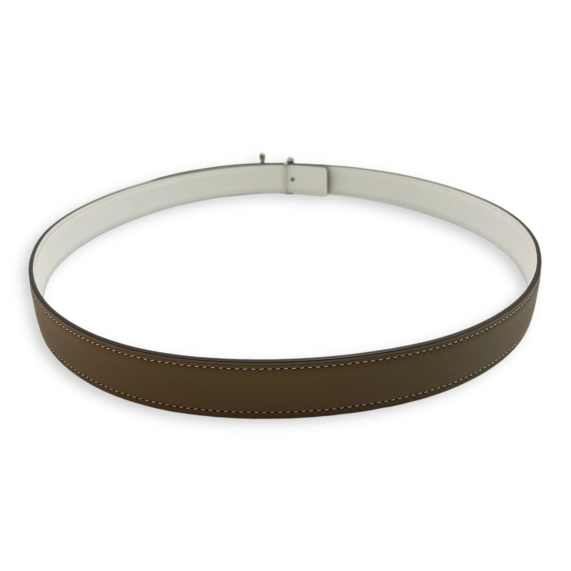 H Torsade 90 Etoupe/Blanc Belt in Swift/Epsom, Palladium hardware